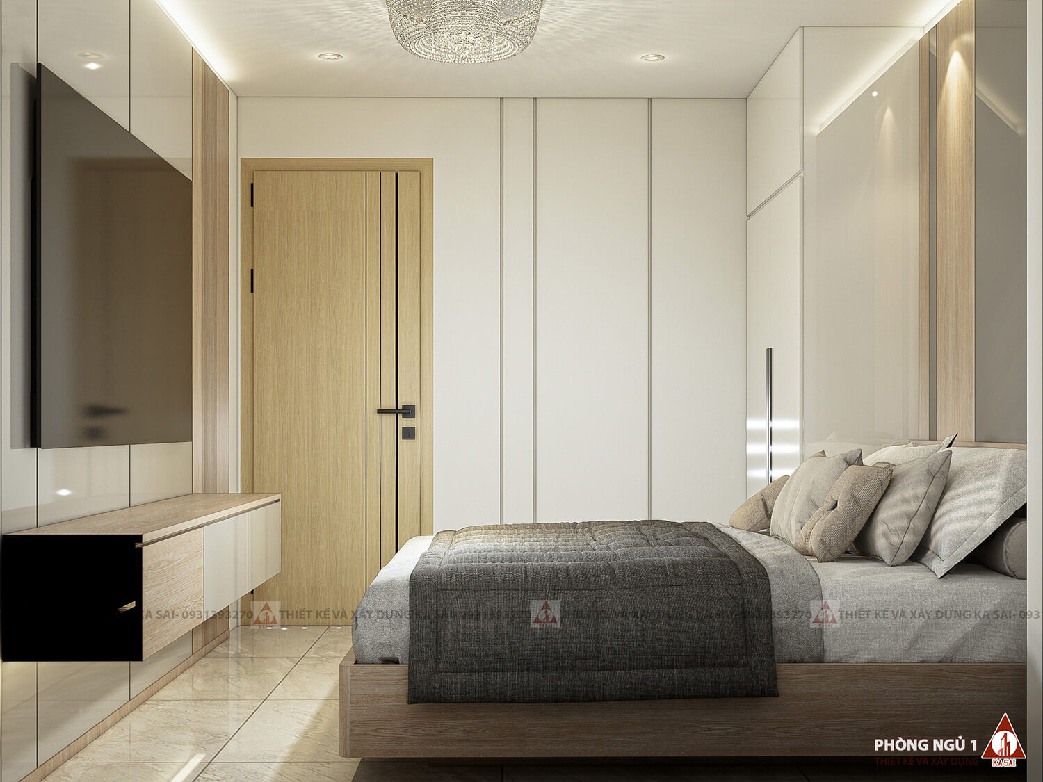 Phòng ngủ 1 thiết kế nhà Hải Châu 3 tầng có gác lửng