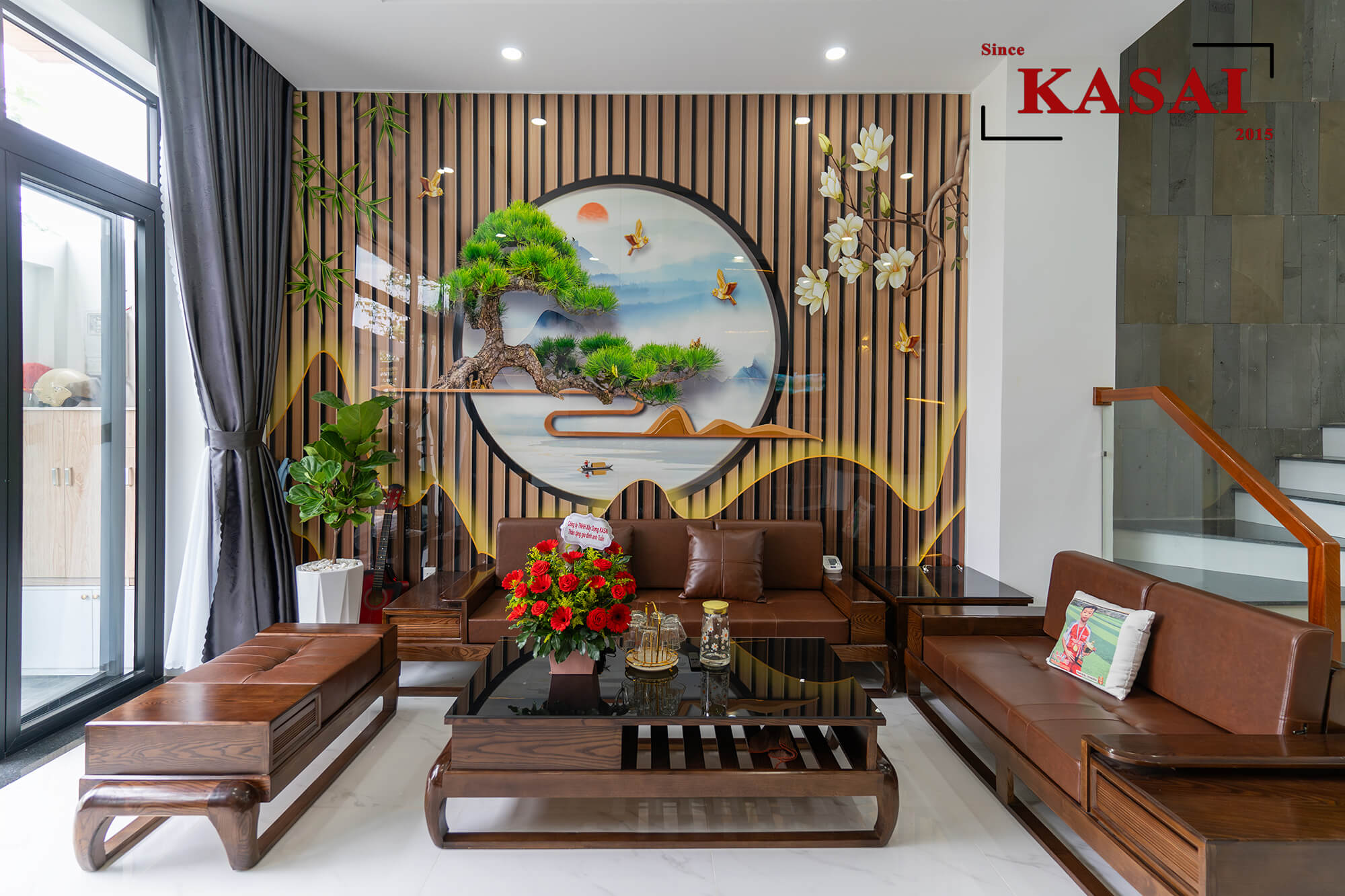 Phòng khách nhà anh Tuấn hiện đại