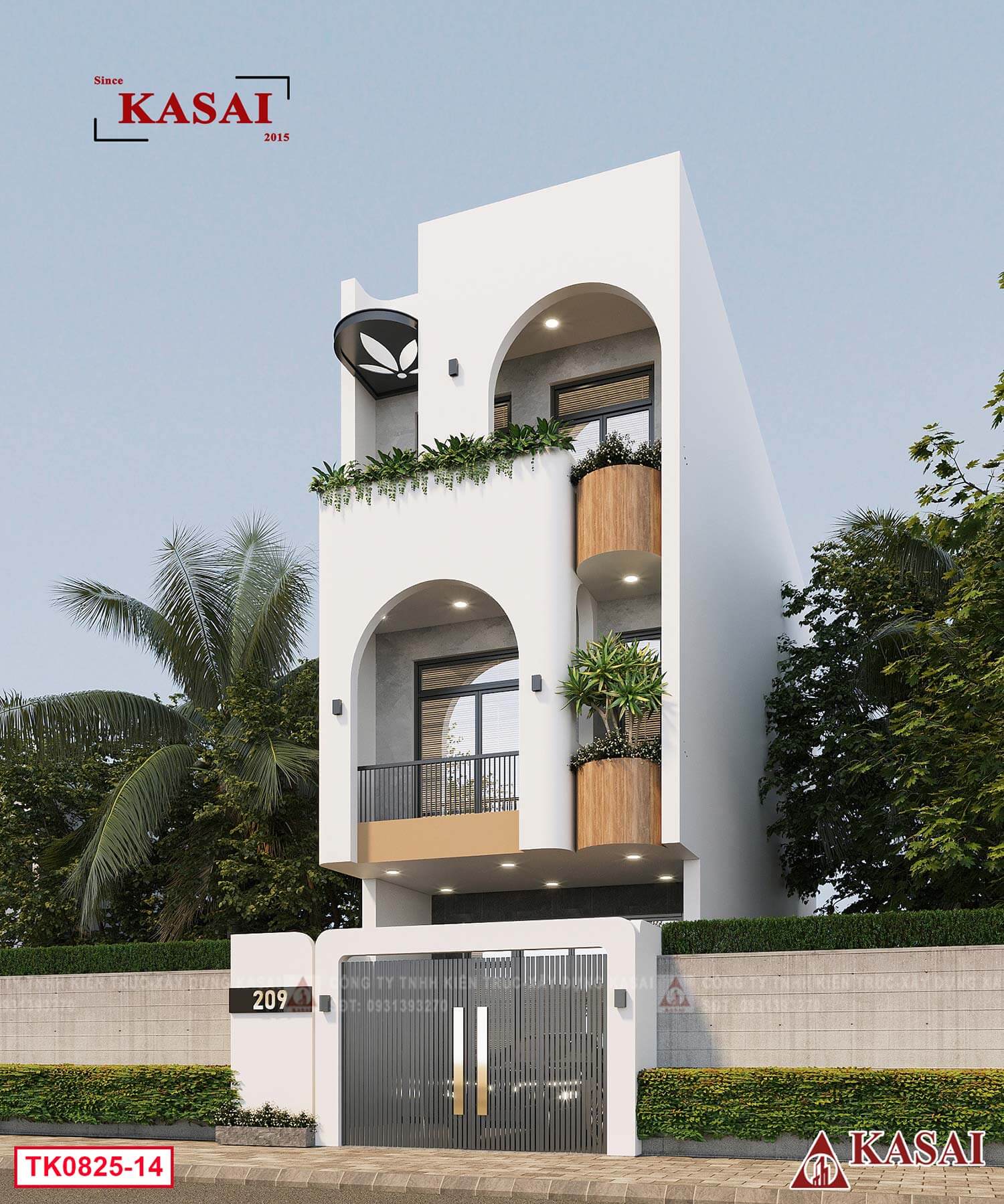 Thiết kế nhà ống 3 tầng có giếng trời diện tích 5x20m