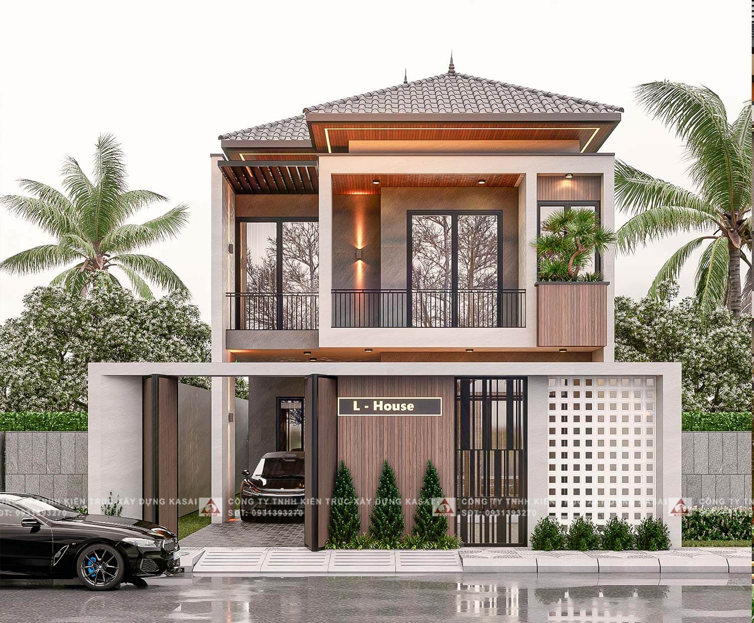 Bản vẽ thiết kế nhà 2 tầng 8x10m sang trọng