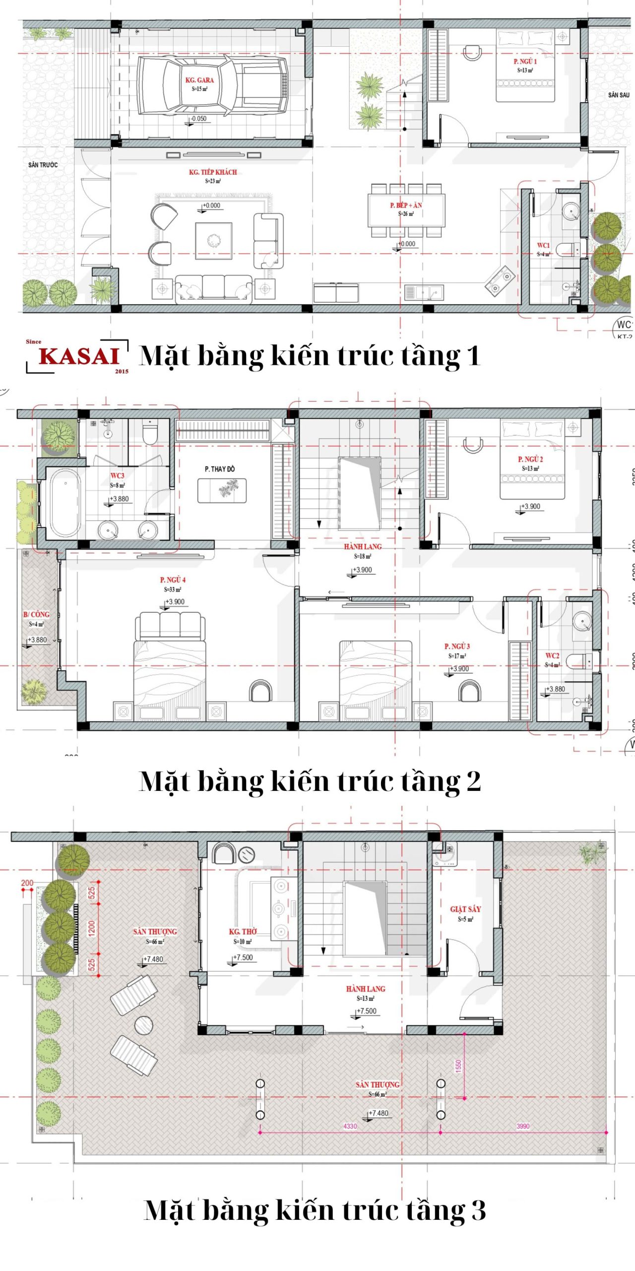 Bản vẽ thiết kế nhà 8x20 4 phòng ngủ