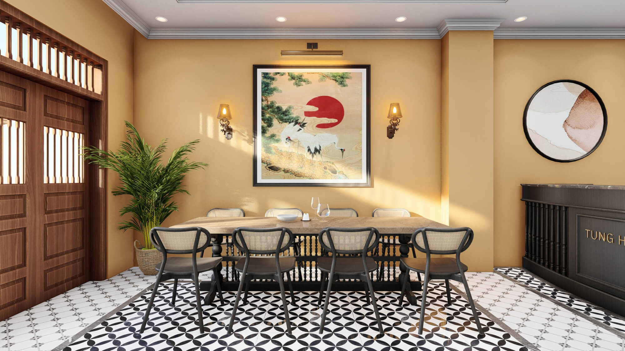 Thiết kế khu vực ăn uống khách sạn 14x18m đẹp