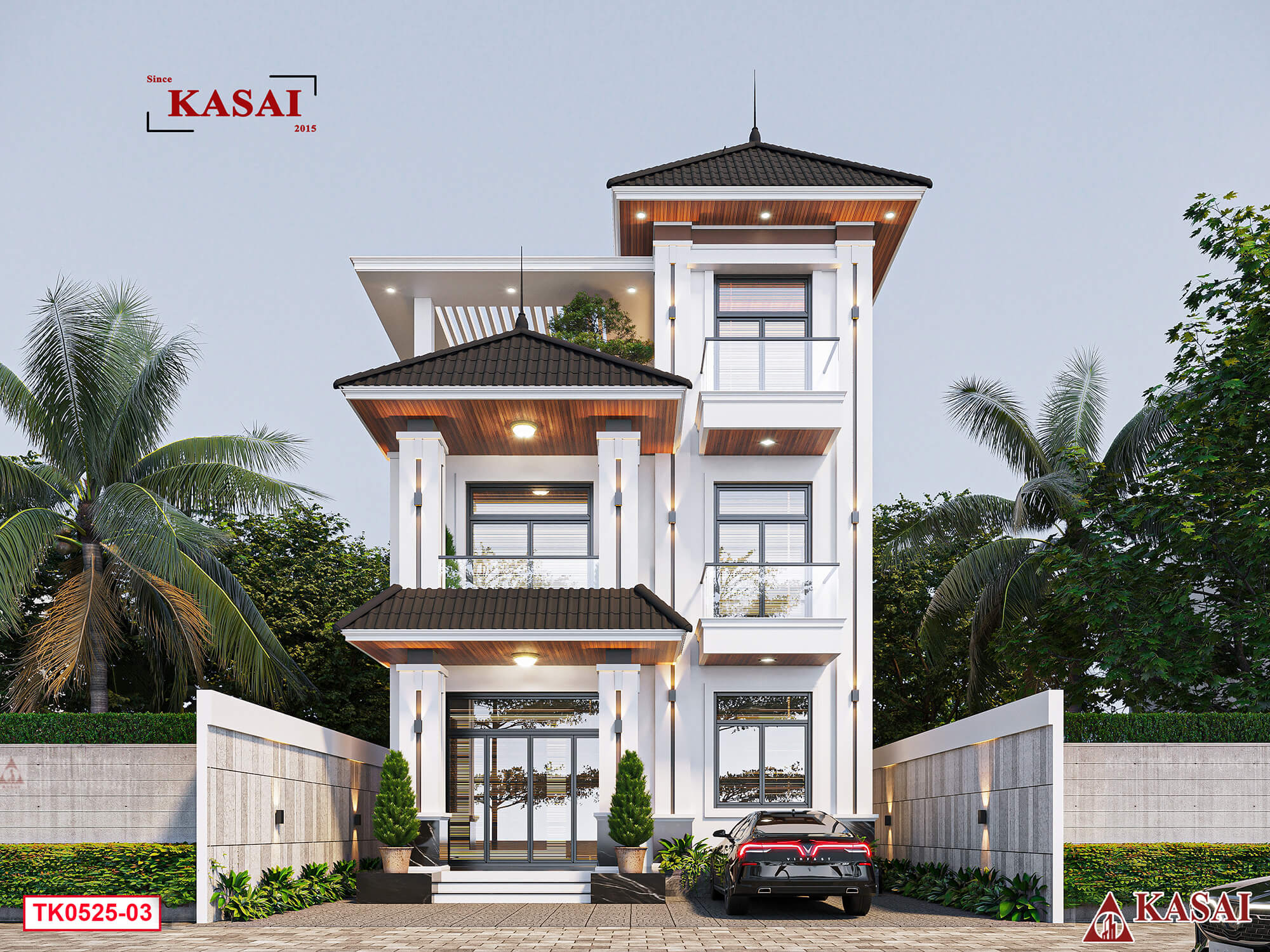 Biệt thự 3 tầng mái Nhật đẹp