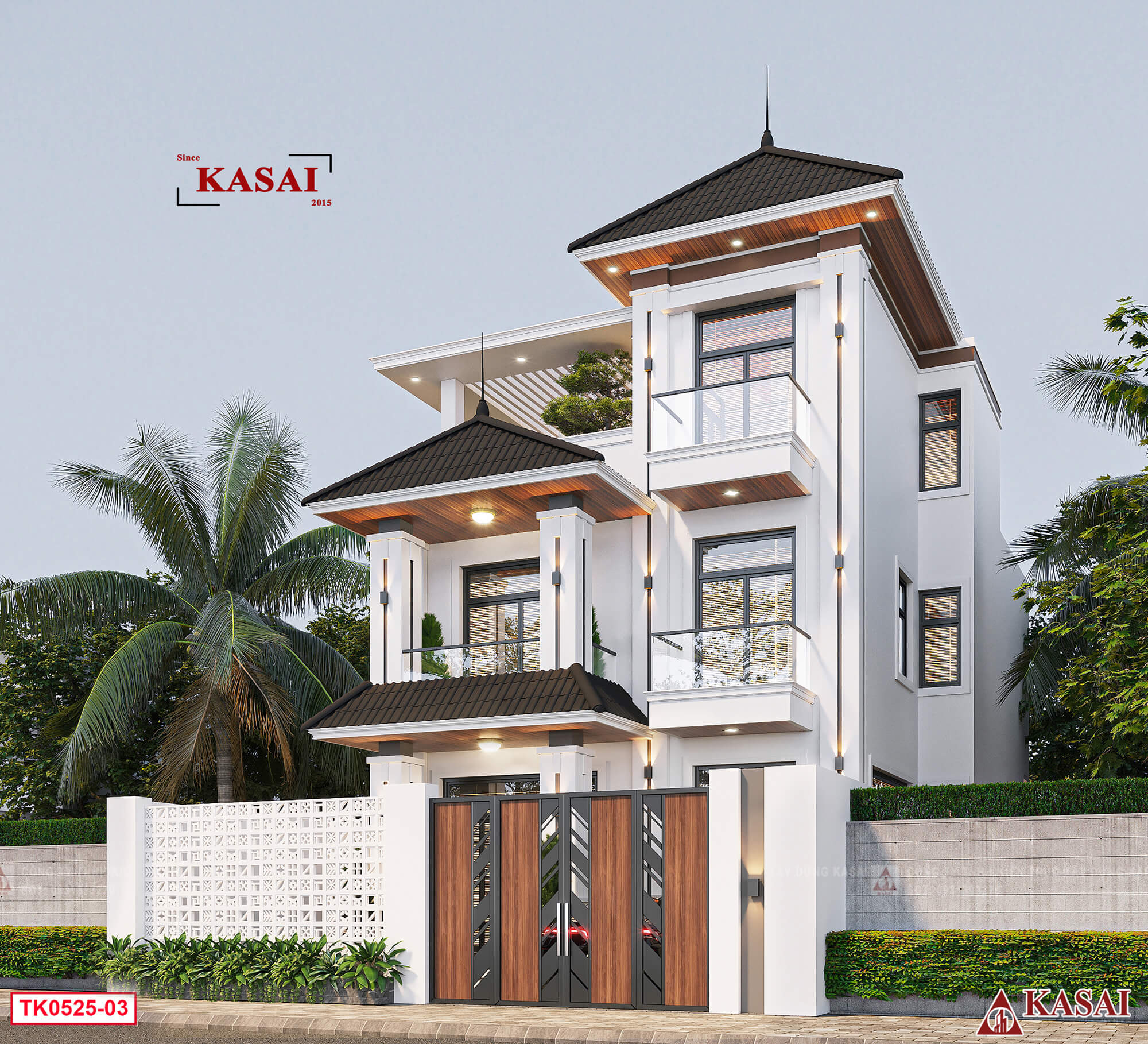 Biệt thự 3 tầng mái Nhật đẹp