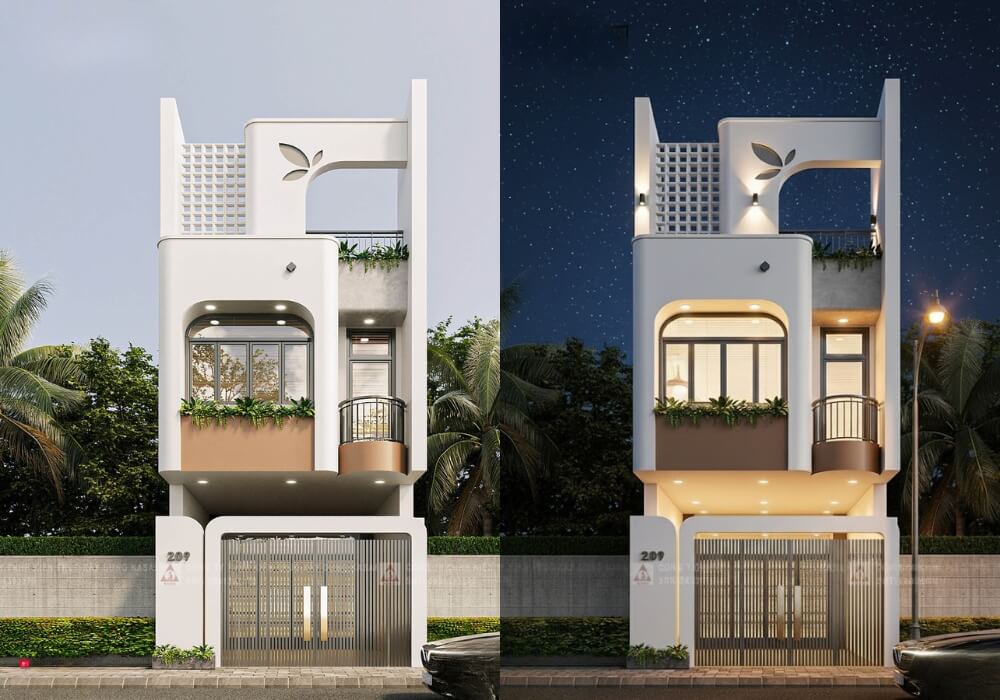 Mẫu nhà ống 2 tầng mặt tiền 4,5m đẹp cuốn hút cực độc đáo