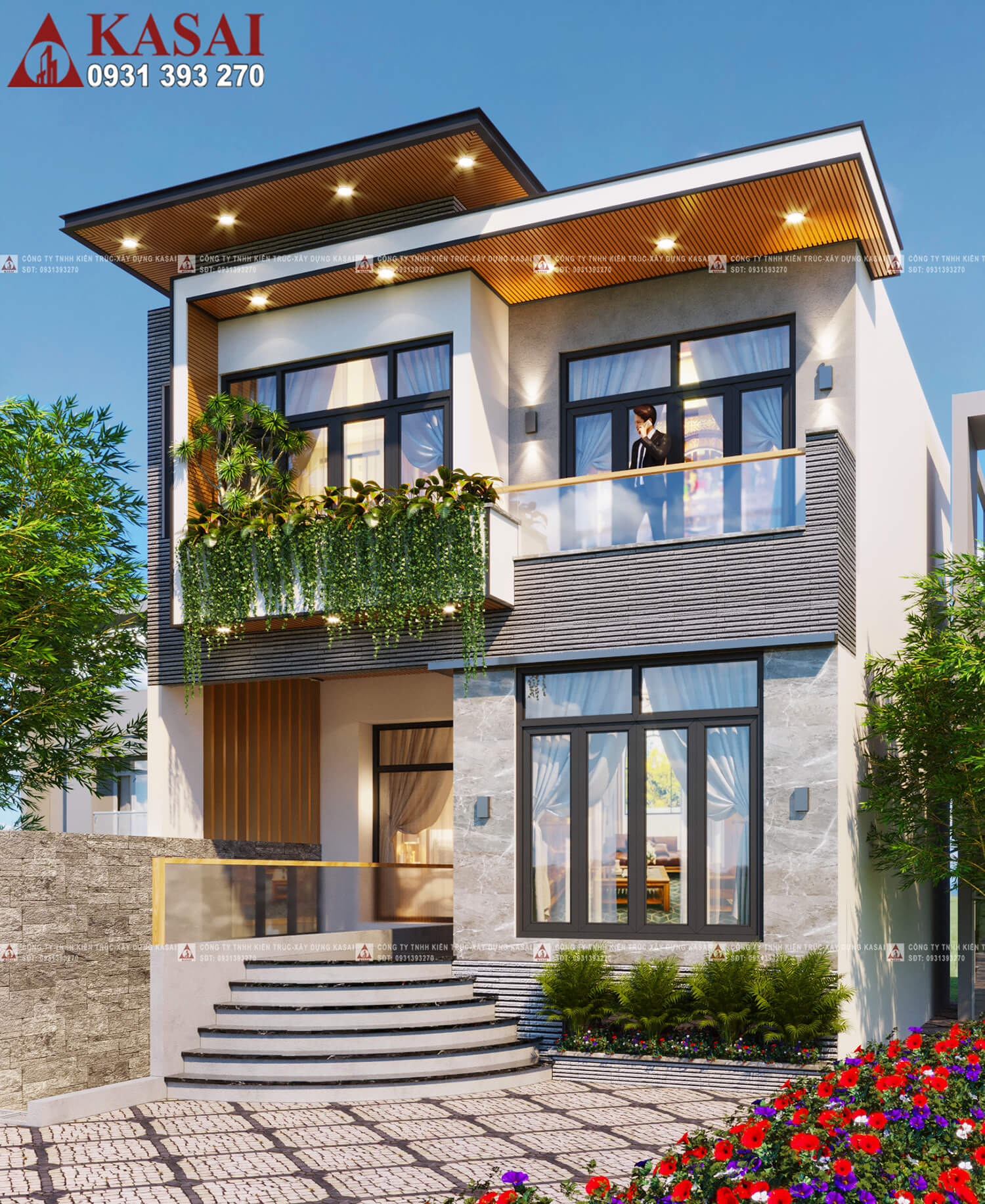 Nhà 2 tầng mái bằng 8x10m