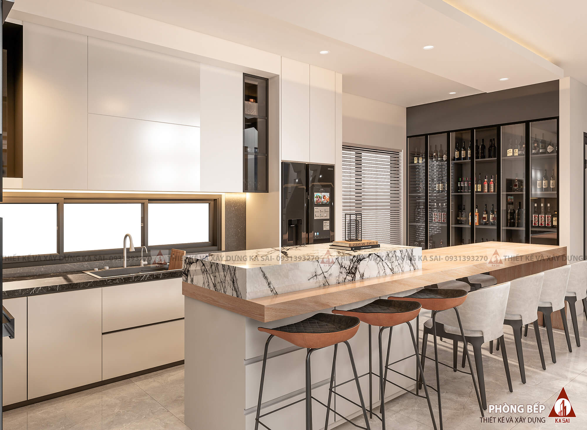 Phòng bếp biệt thự 3 tầng mái Nhật đẹp