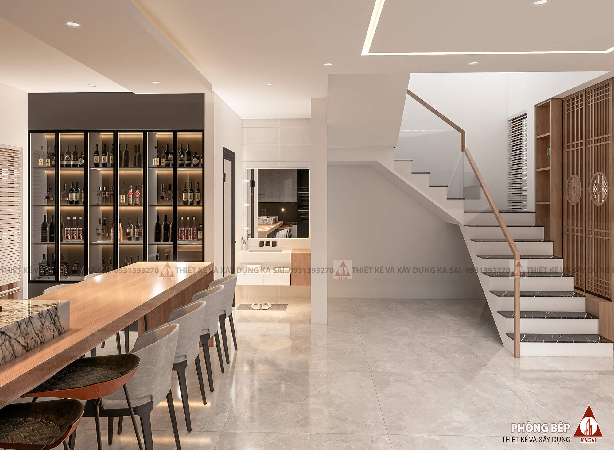 Phòng bếp biệt thự 3 tầng mái Nhật đẹp