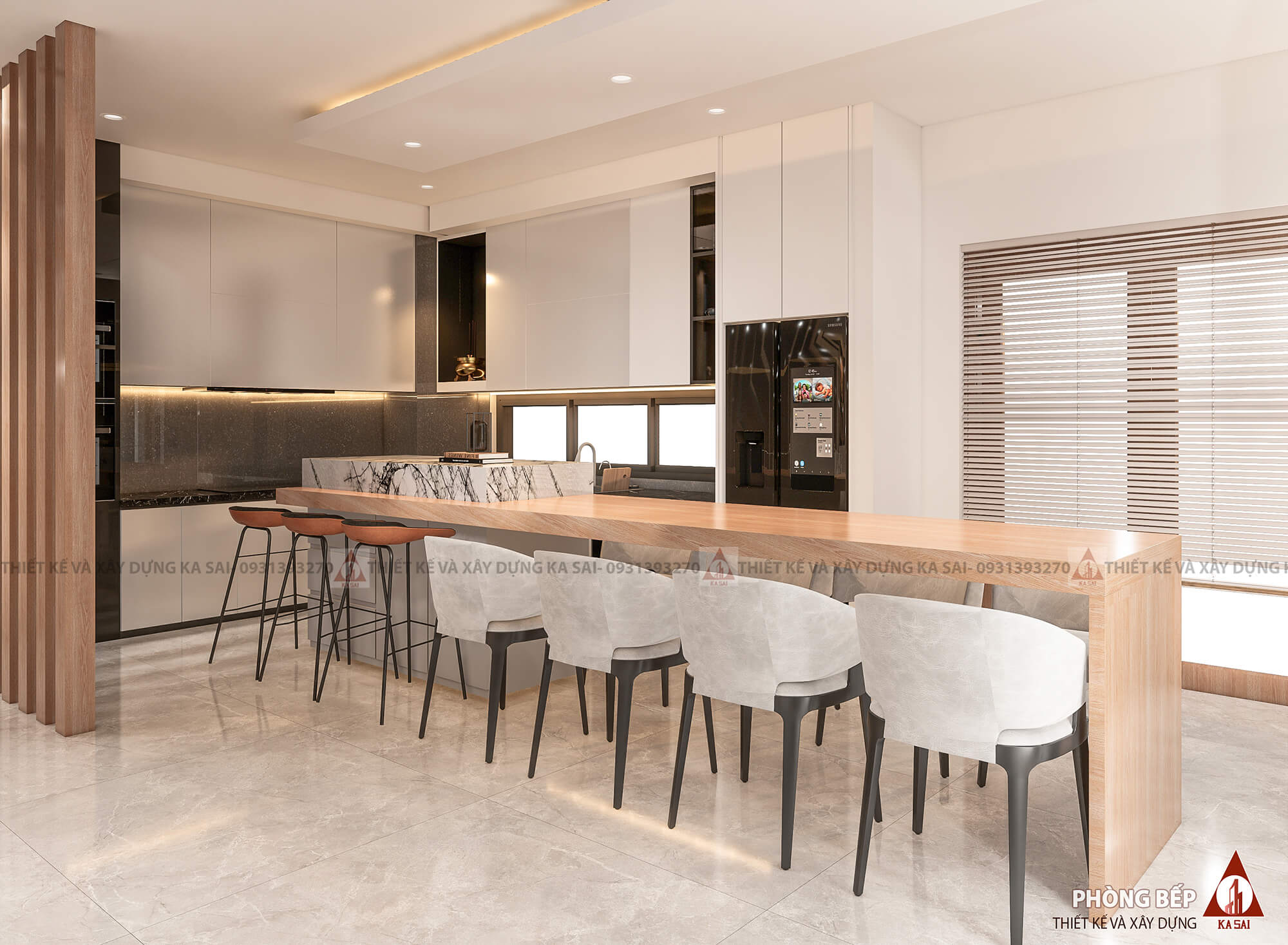 Phòng bếp biệt thự 3 tầng mái Nhật đẹp