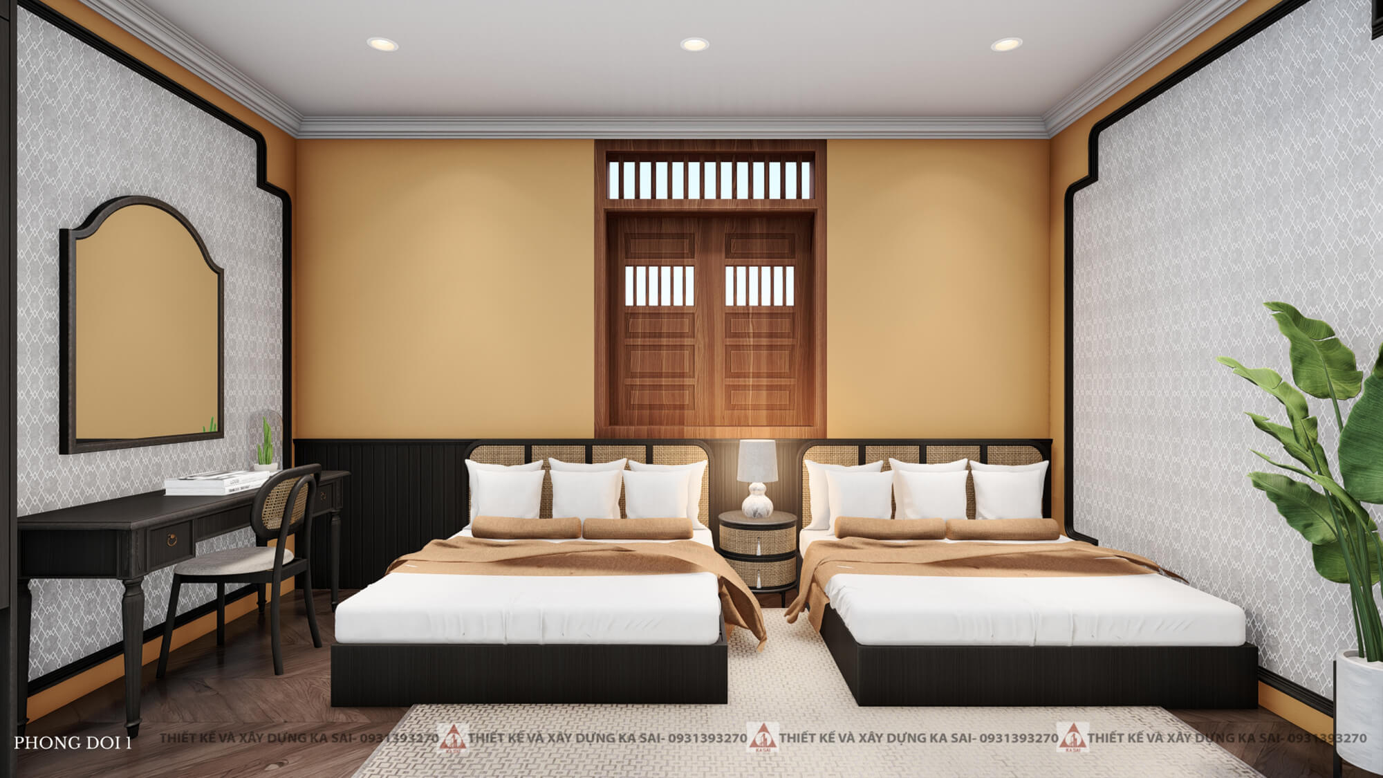 Thiết kế phòng ngủ khách sạn 14x18m đẹp