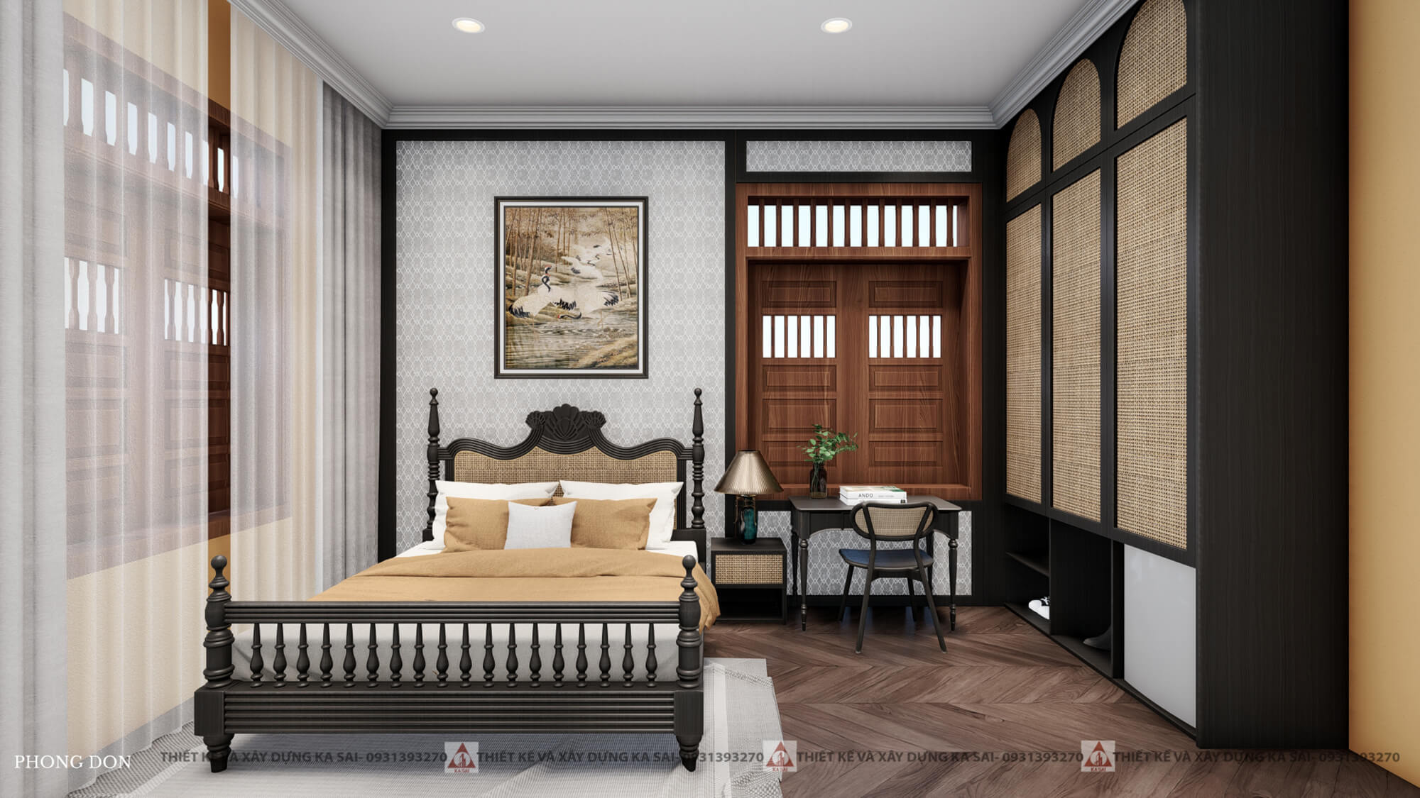 Thiết kế phòng ngủ khách sạn 14x18m đẹp