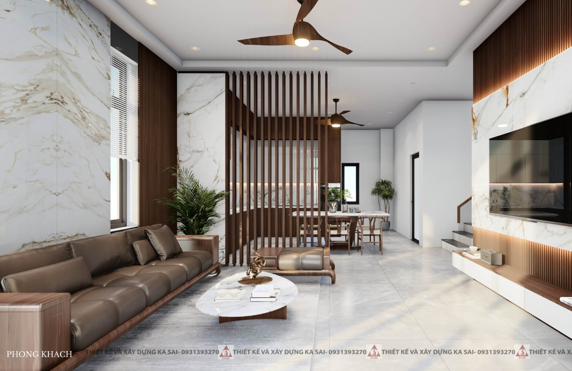 Phòng khách mẫu nhà 2 tầng 9x10m