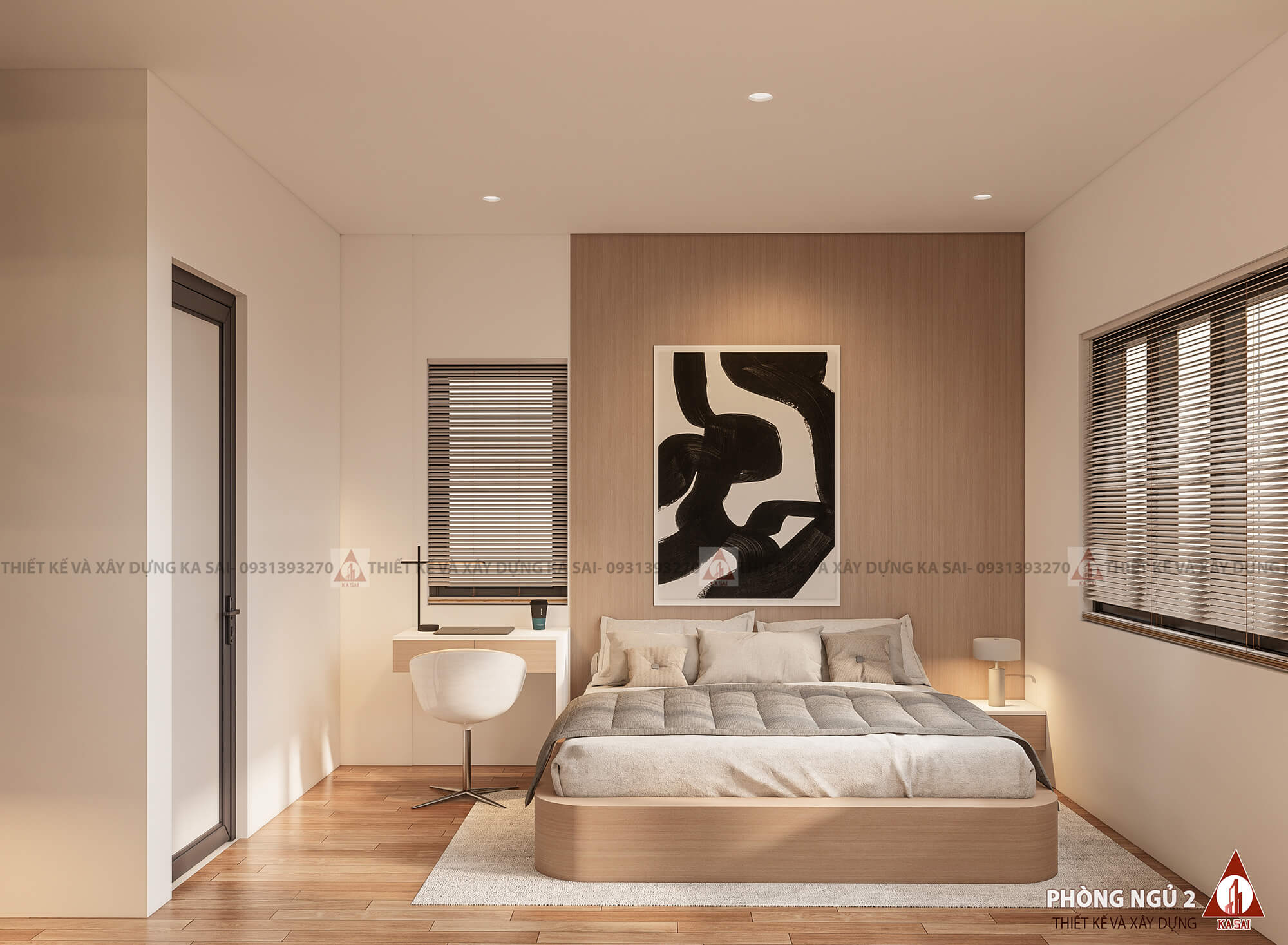 Phòng ngủ 2 bếp biệt thự 3 tầng mái Nhật đẹp