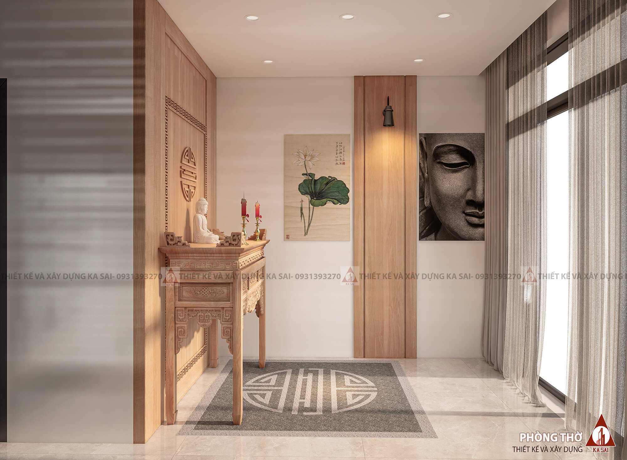 Phòng thờ biệt thự 3 tầng mái Nhật đẹp