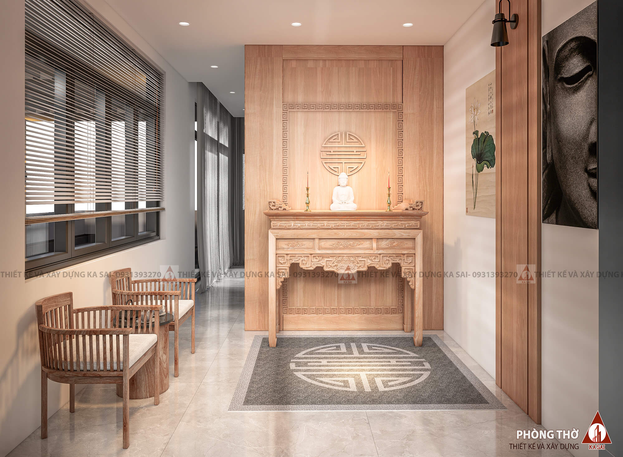 Phòng thờ biệt thự 3 tầng mái Nhật đẹp