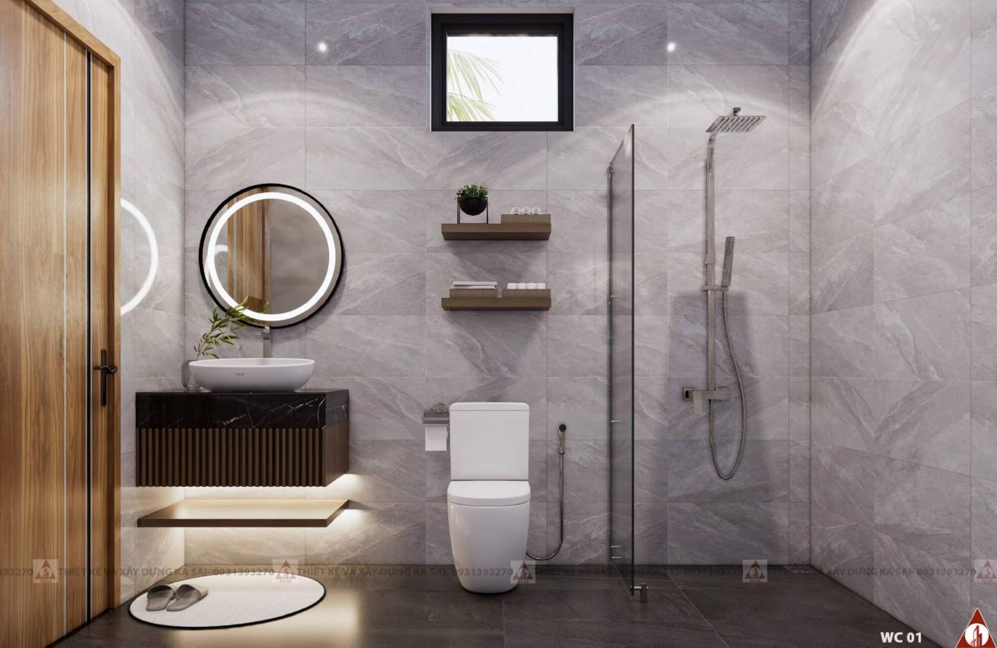 Phòng WC thiết kế nhà 8x20 4 phòng ngủ