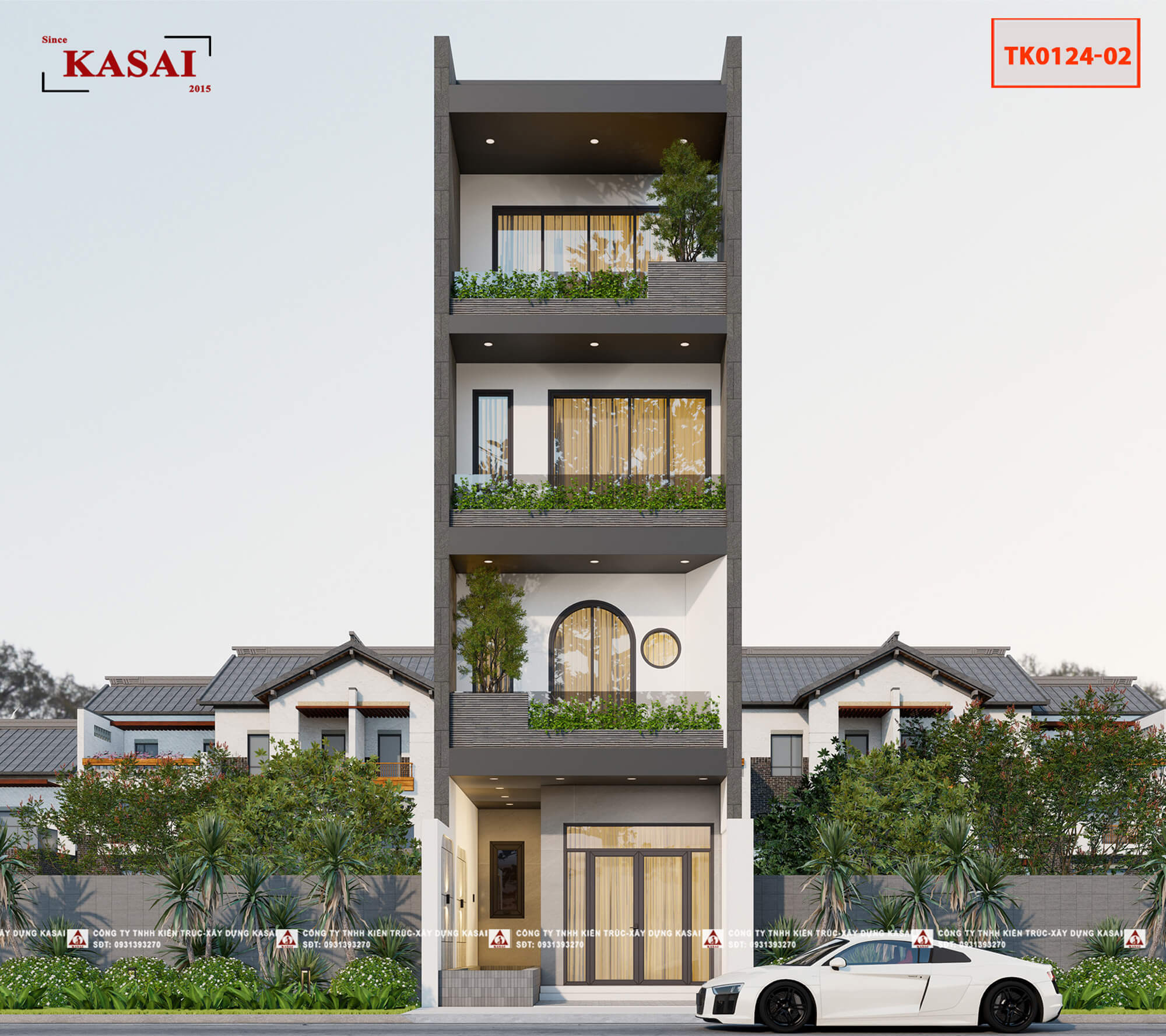 Thiết kế nhà 5x16m có thang máy 4 tầng siêu đẹp mắt