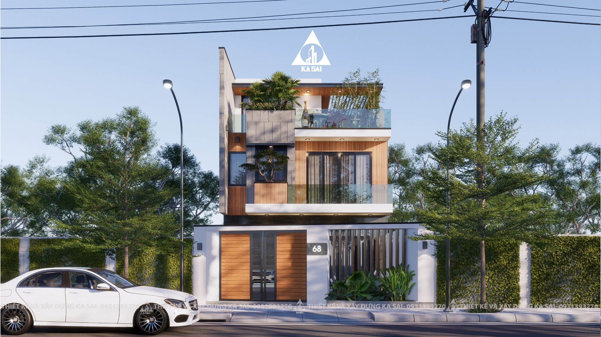 Thiết kế nhà 8×20 4 phòng ngủ 3 tầng siêu thoáng mát