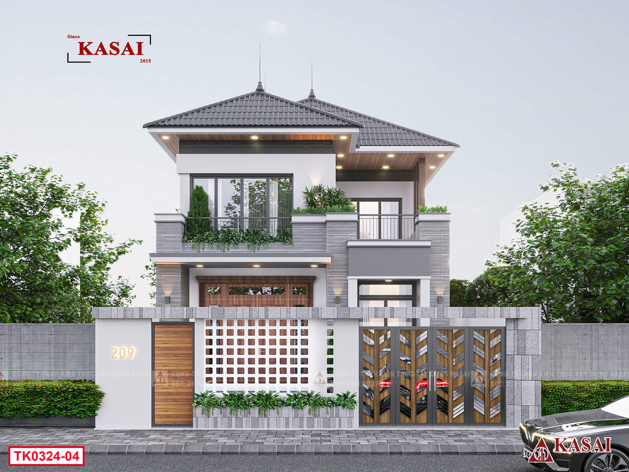 Bản vẽ nhà 2 tầng 8x10 hiện đại