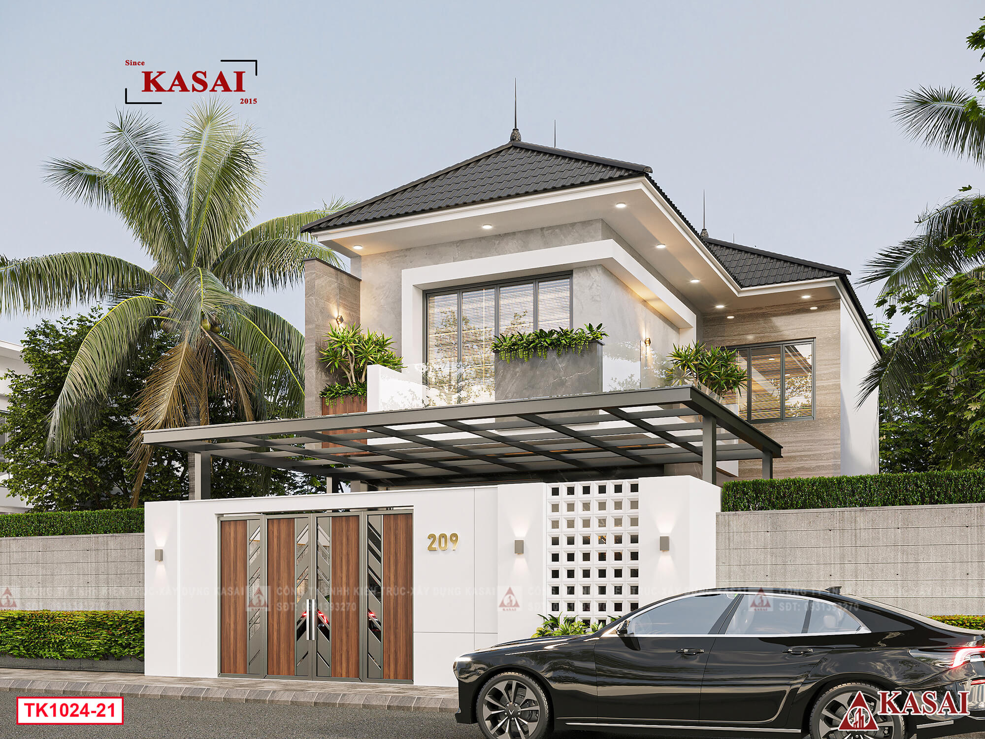 Bản vẽ nhà 2 tầng 8x10 hiện đại