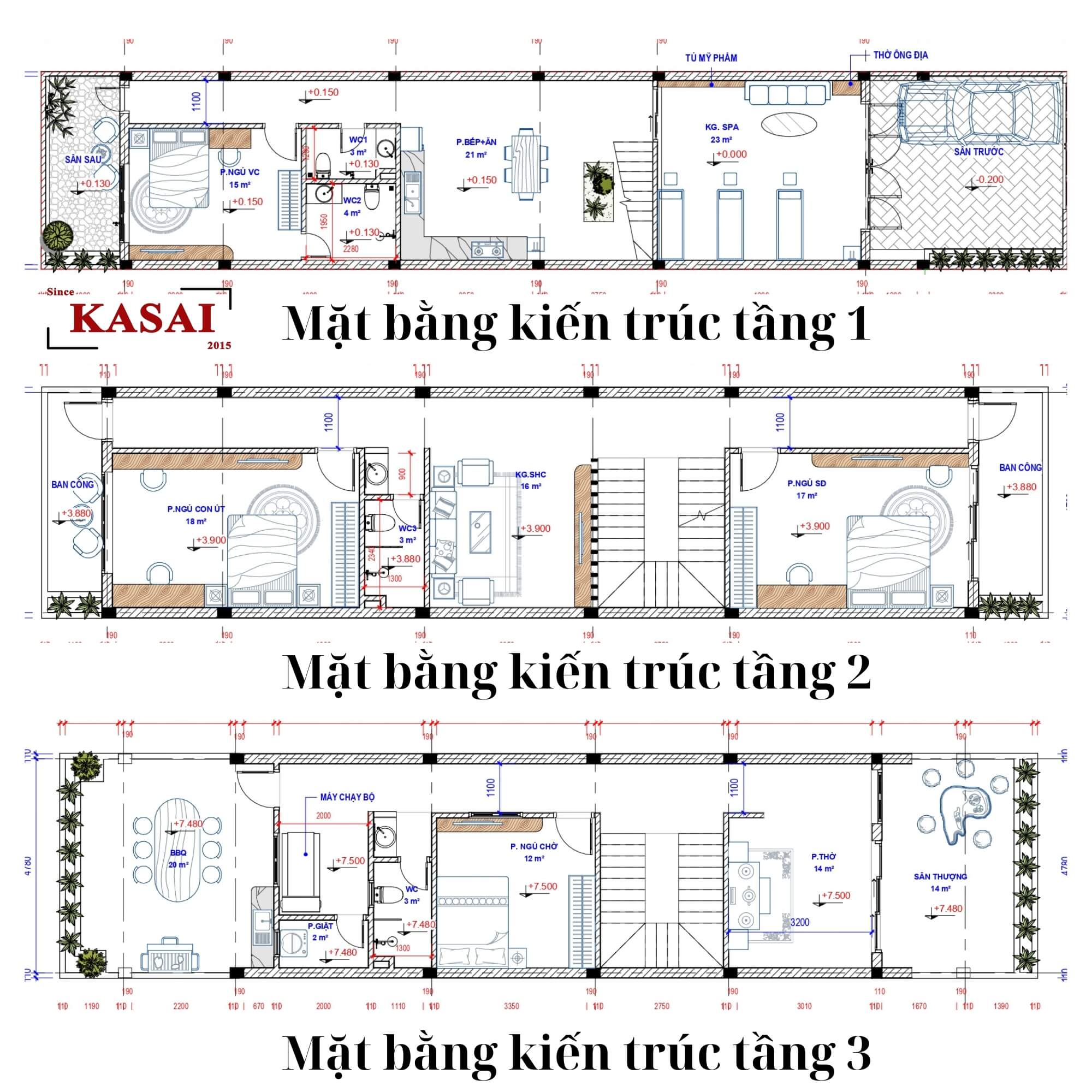 Bản vẽ thiết kế nhà ống 5x20m hiện đại