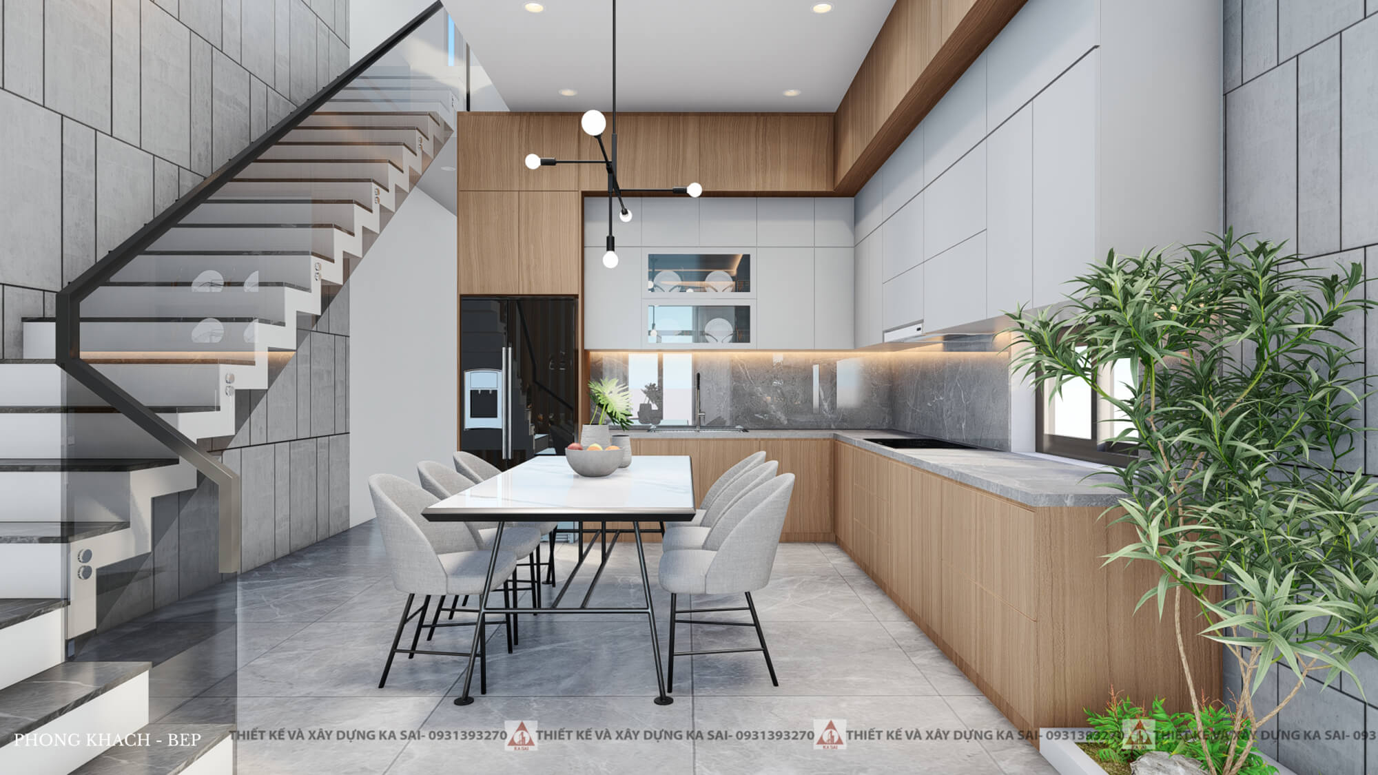 Phòn bếp mẫu nhà 5x17m 2 tầng