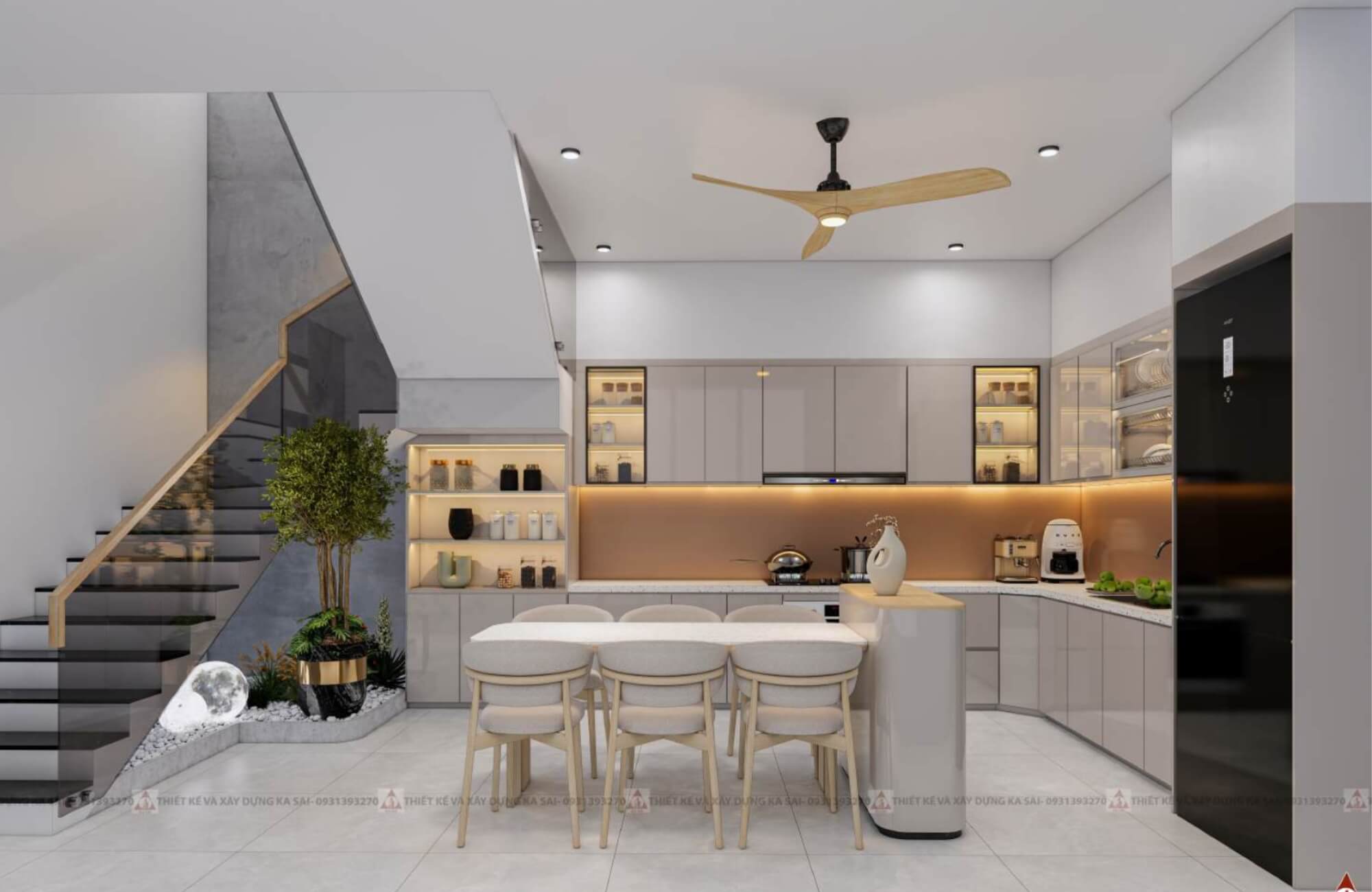 Phòng bếp nhà ống 5x20m hiện đại đẹp
