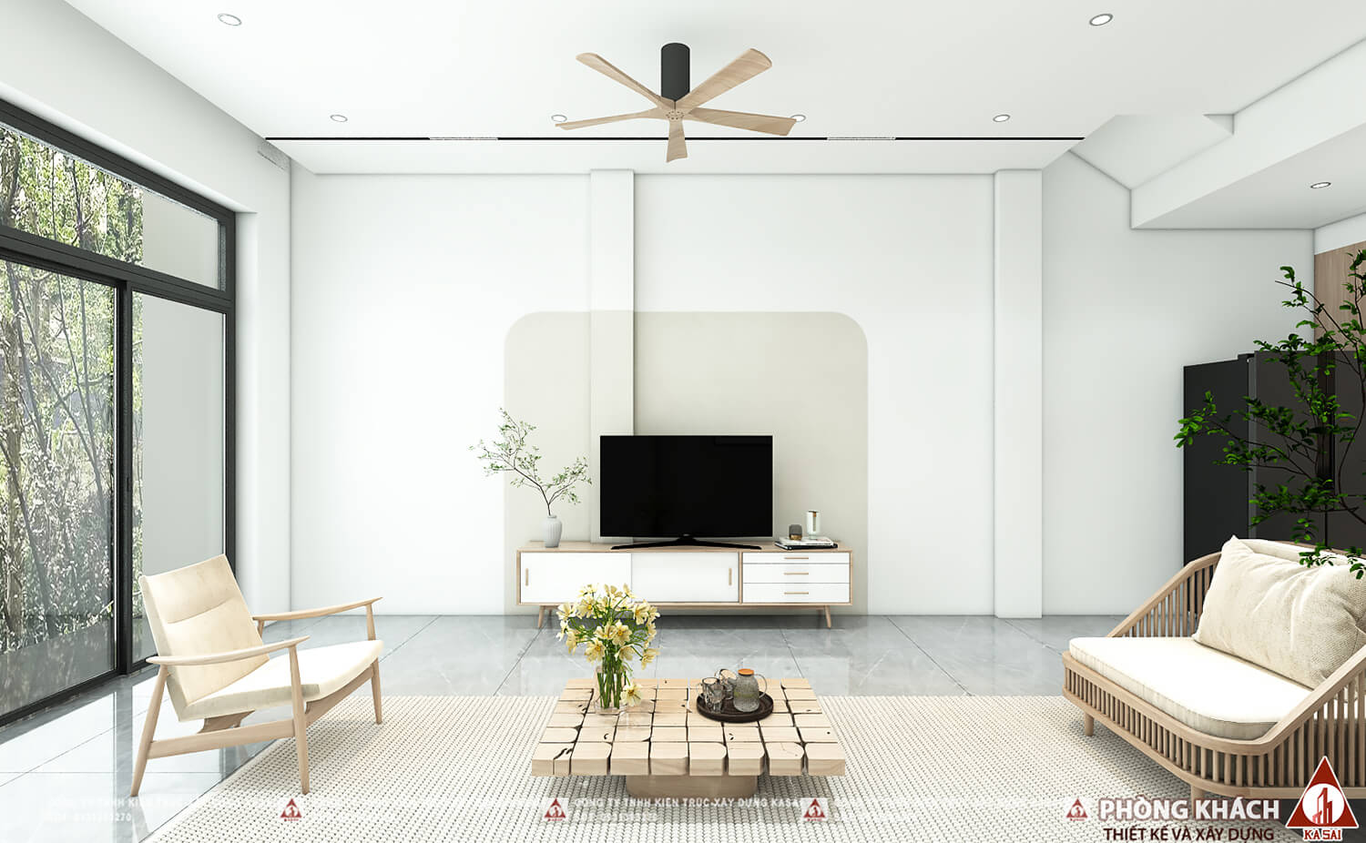 Phòng khách 2 thiết kế nhà 4,5x18m