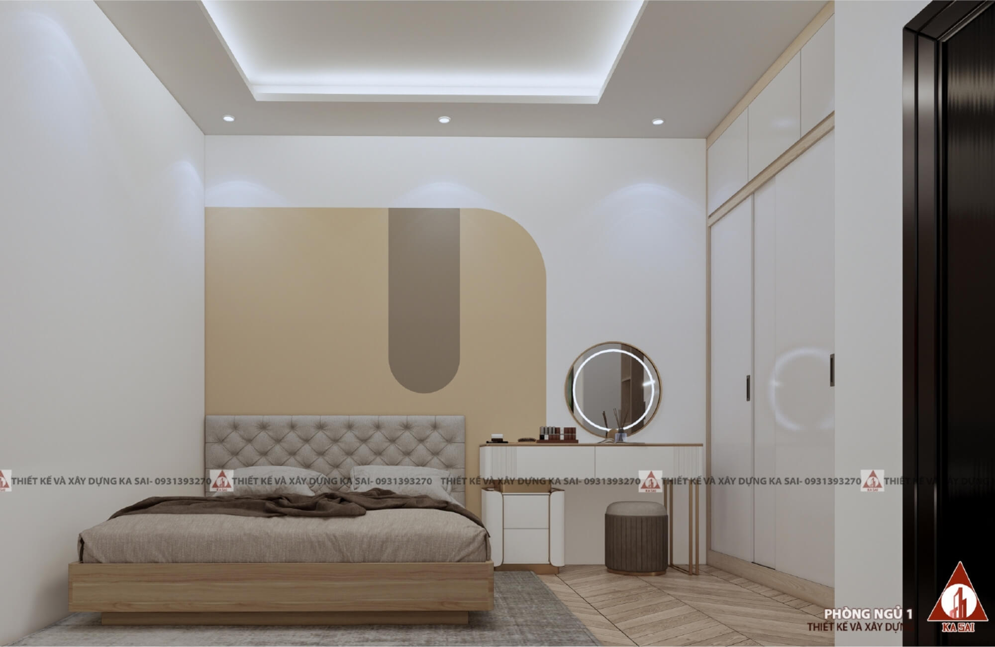 Phòng ngủ 1 thiết kế nhà ngang 7m dài 10m
