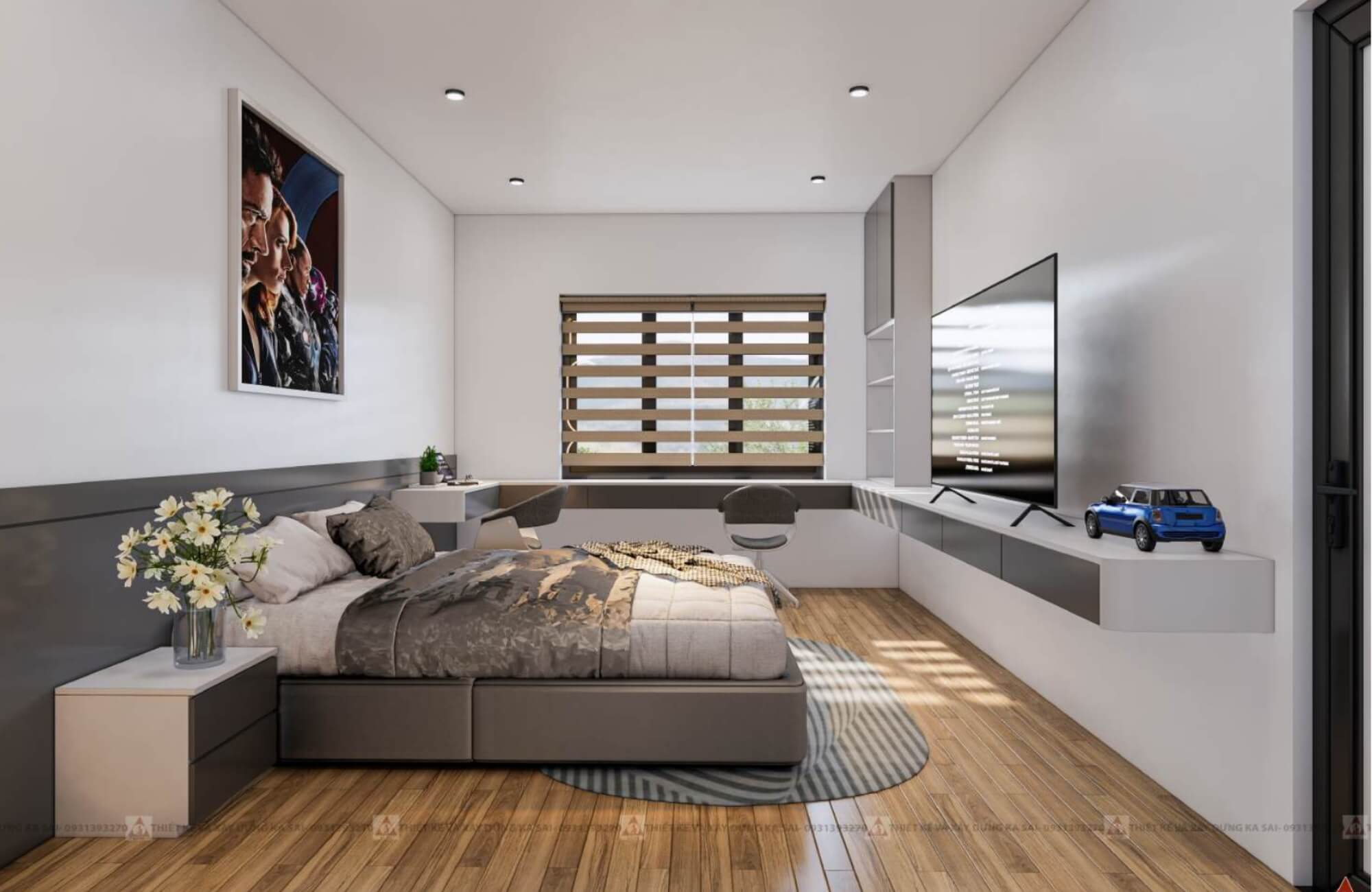 Phòng ngủ 2 nhà ống 5x20m hiện đại đẹp