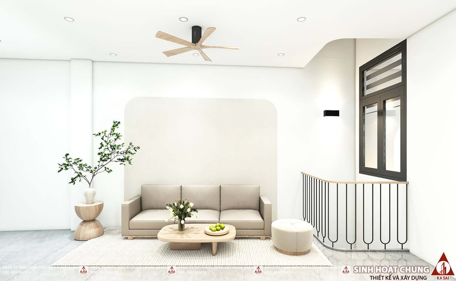 Phòng sinh hoạt chung thiết kế nhà 4,5x18m