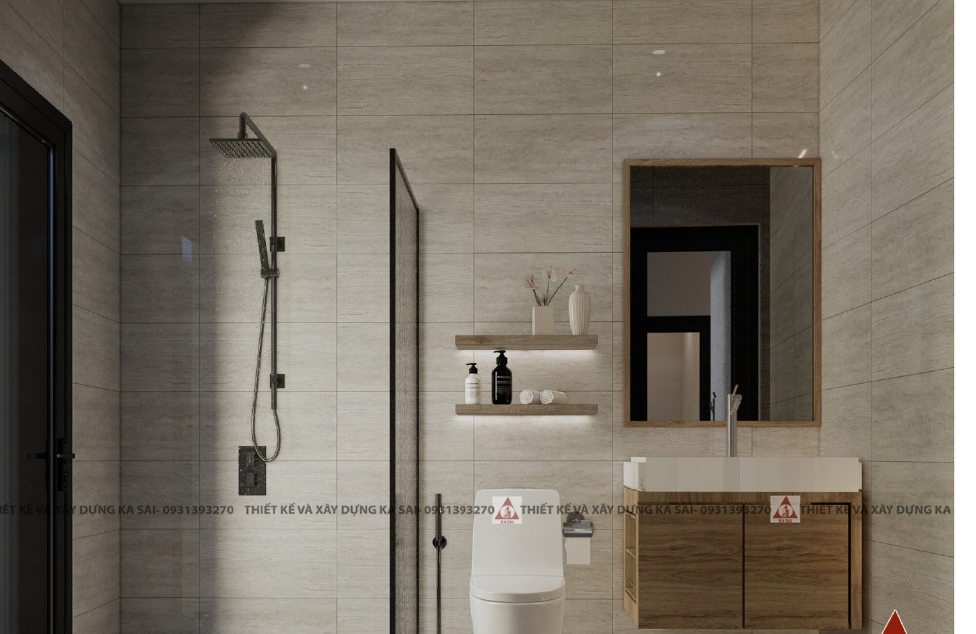 Phòng WC thiết kế nhà ngang 7m dài 10m đẹp