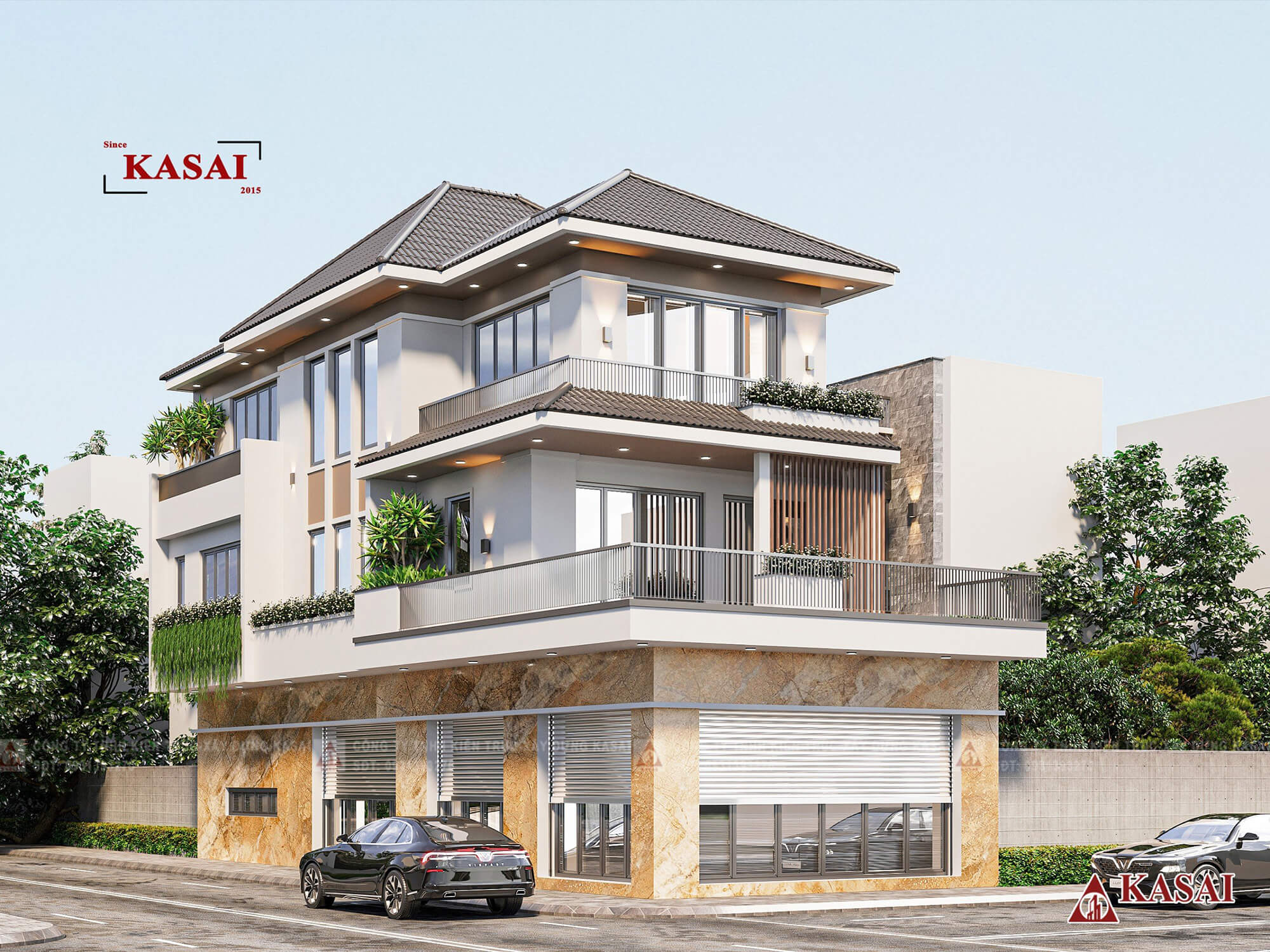 7x20m thiết kế nhà ngang 7m dài 20m hiện đại 2 mặt tiền