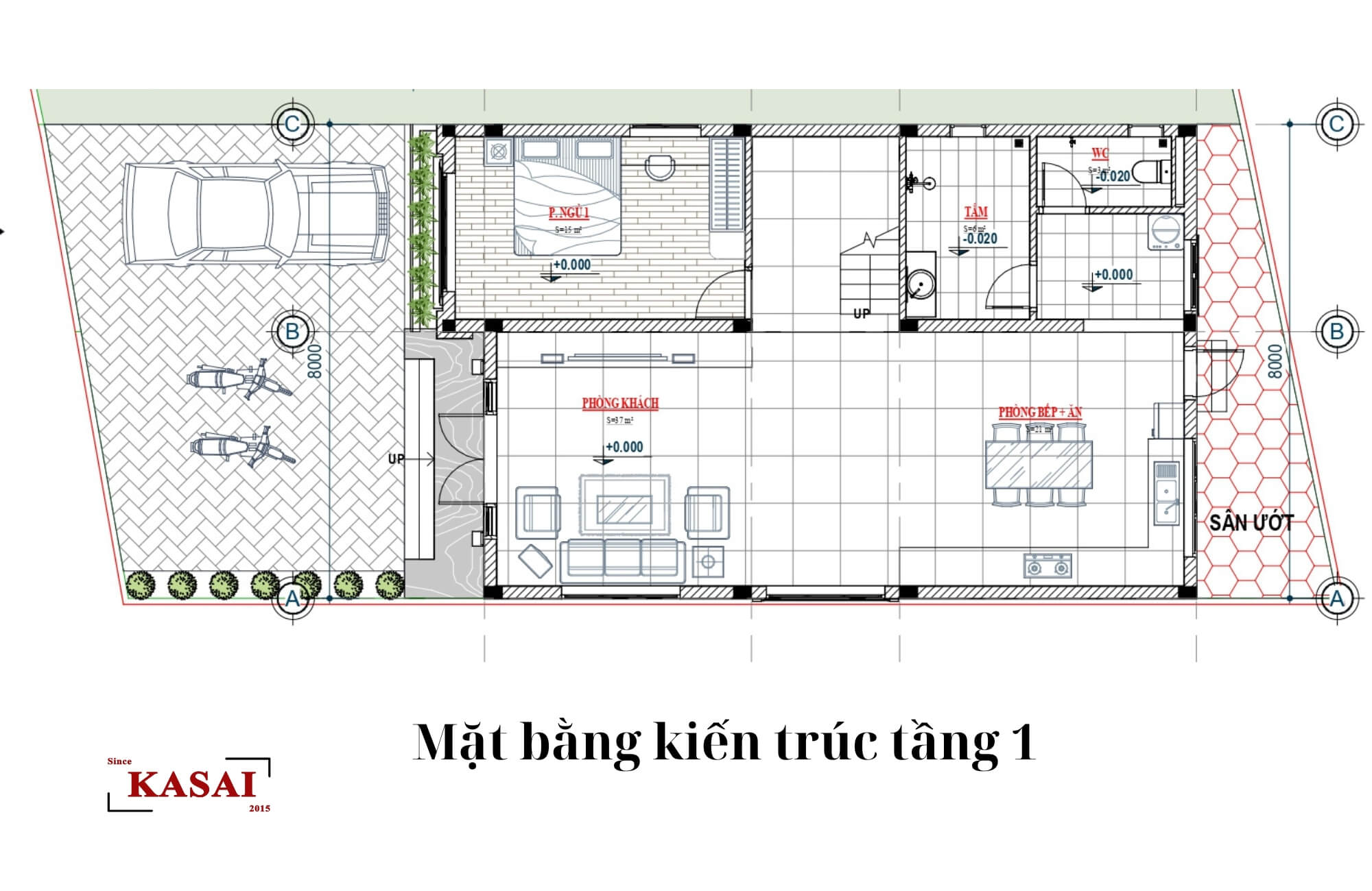 Bản vẽ nhà 2 tầng 4 phòng ngủ 8x10