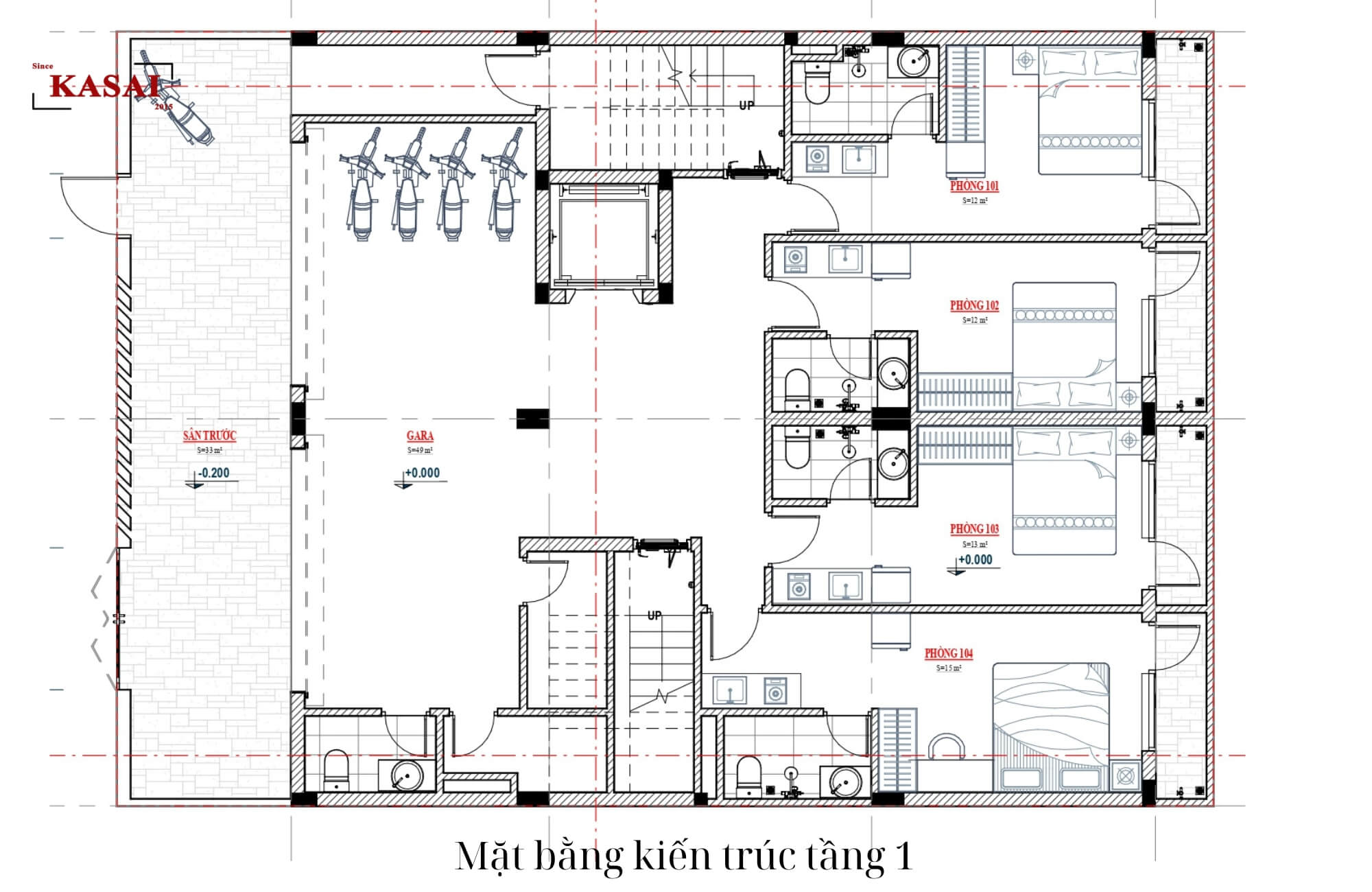 Bản vẽ thiết kế căn hộ cho thuê 5 tầng