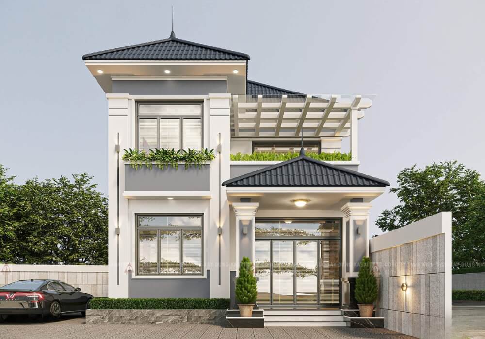 Nhà 2 tầng 4 phòng ngủ 8×10 sang trọng và đầy ánh sáng