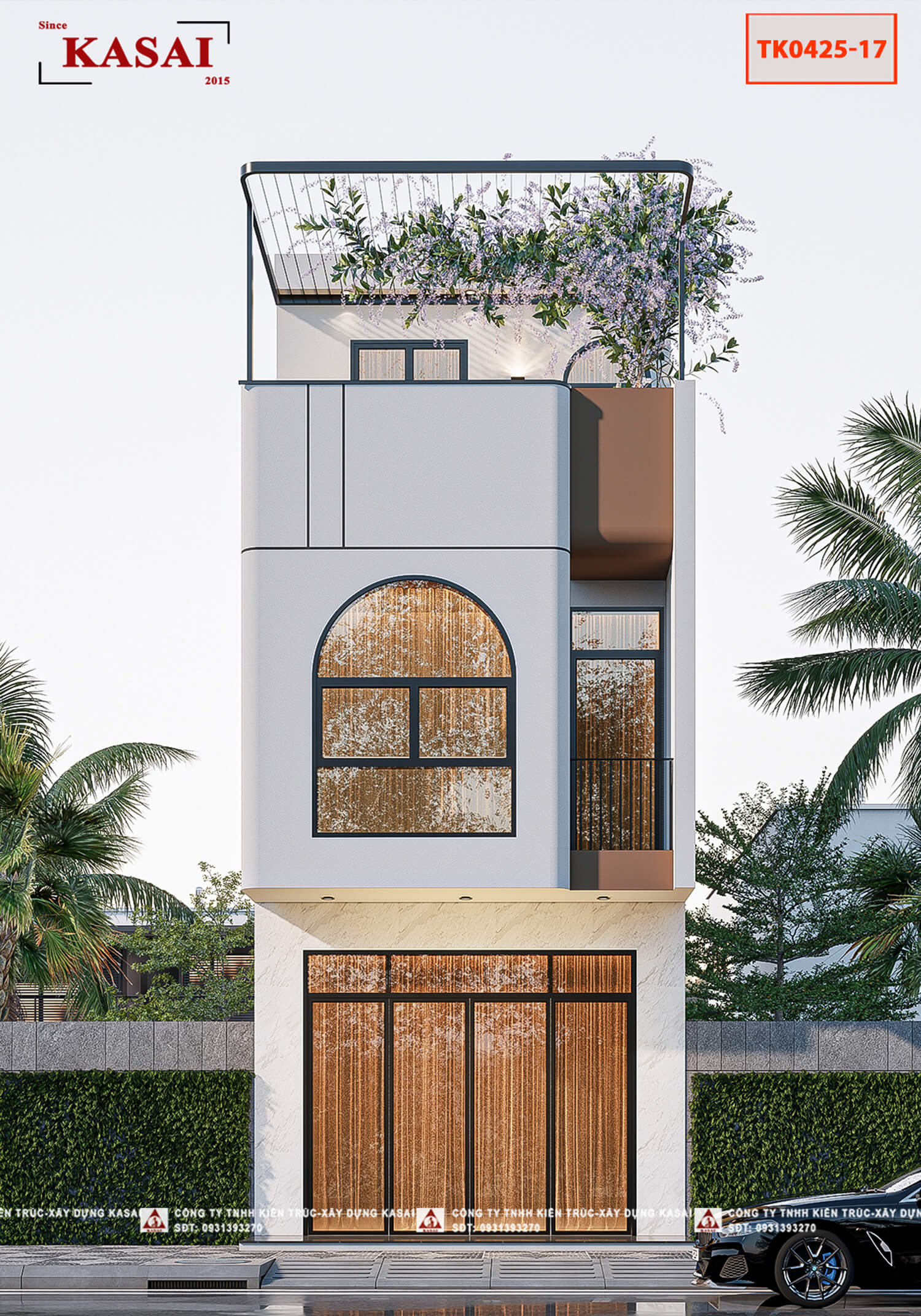 Mẫu nhà ống 3 tầng 4,5m hiện đại