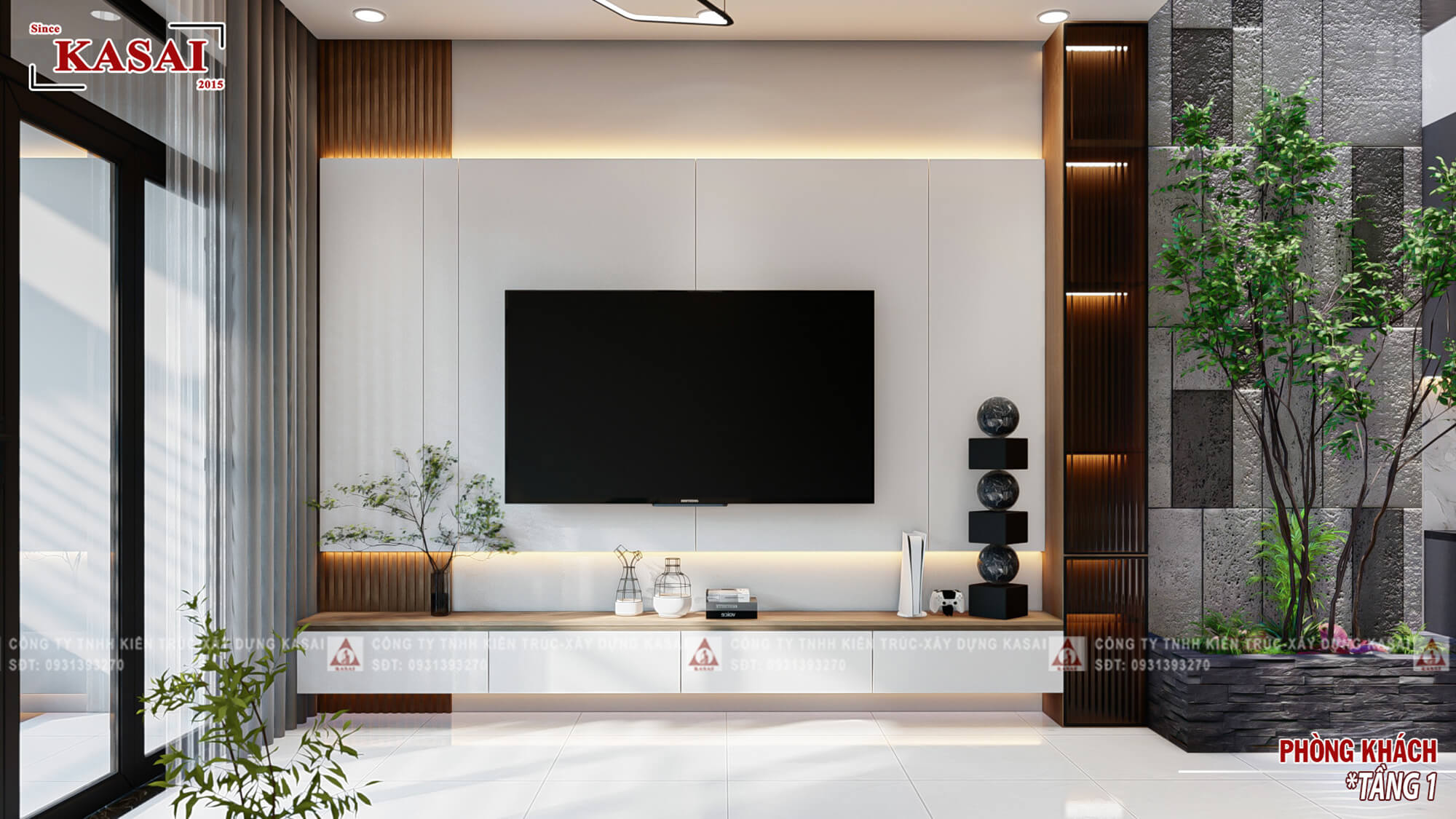 Phòng khách 6x20m bản vẽ thiết kế nhà mặt tiền 6m