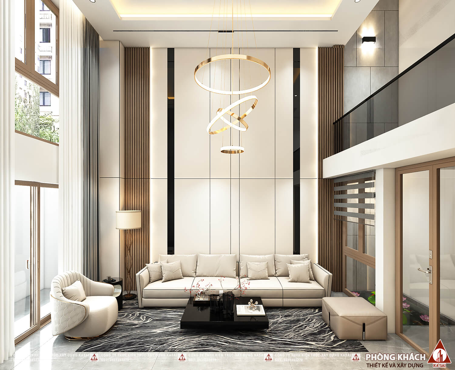 Phòng khách mẫu nhà 5x21m