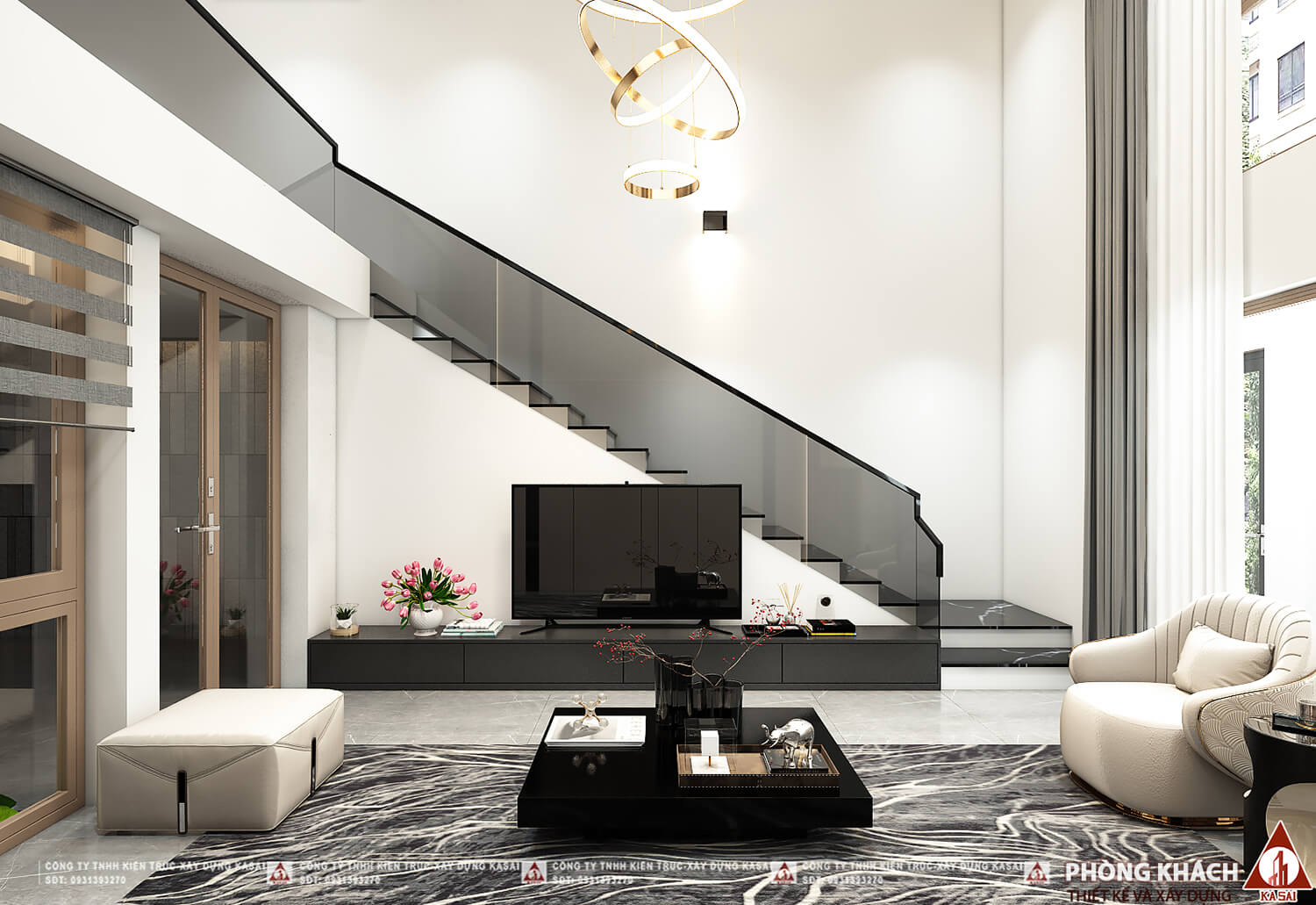 Phòng khách mẫu nhà 5x21m