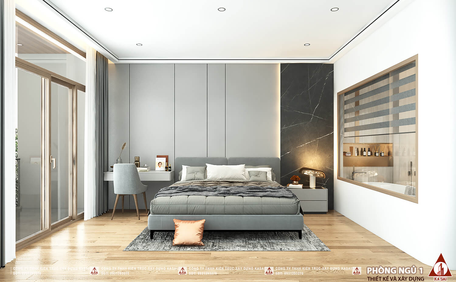 Phòng ngủ 1 mẫu nhà 5x21m