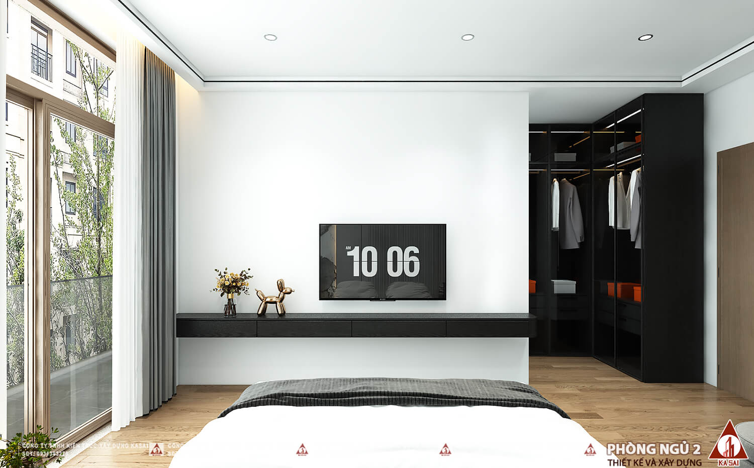 Phòng ngủ 2 mẫu nhà 5x21m