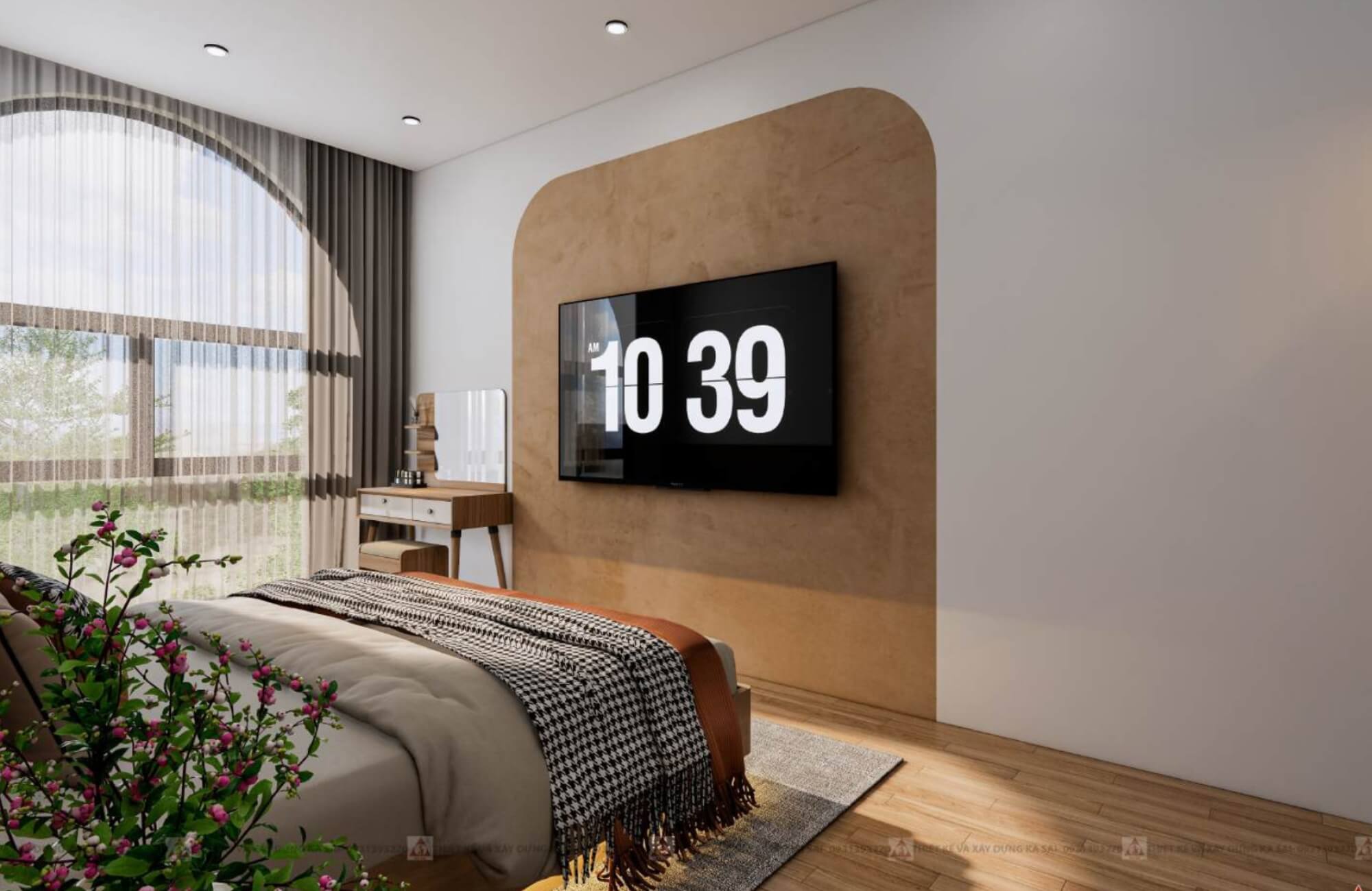 Phòng ngủ 2 mẫu nhà ống 3 tầng 4,5m hiện đại