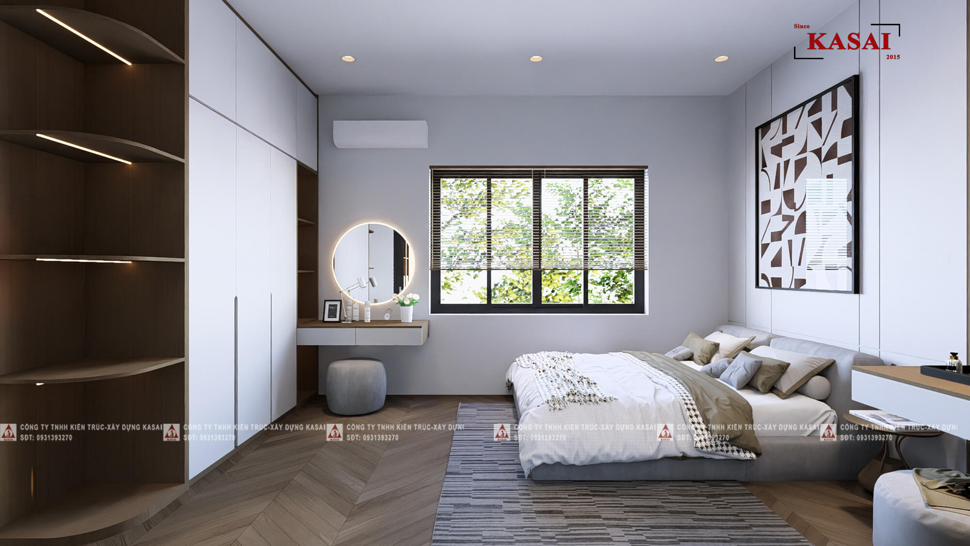 Phòng ngủ 2 nhà 2 tầng 3 phòng ngủ 6x15m