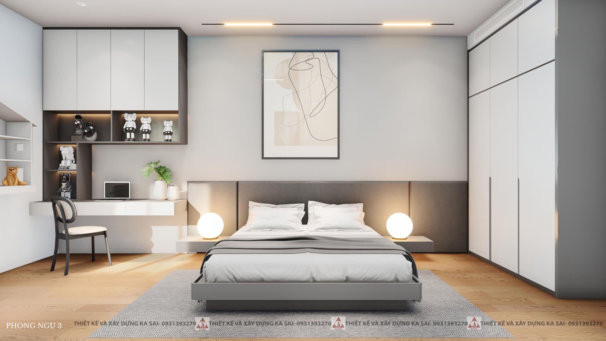 Phòng ngủ 3 6x20m bản vẽ thiết kế nhà mặt tiền 6m