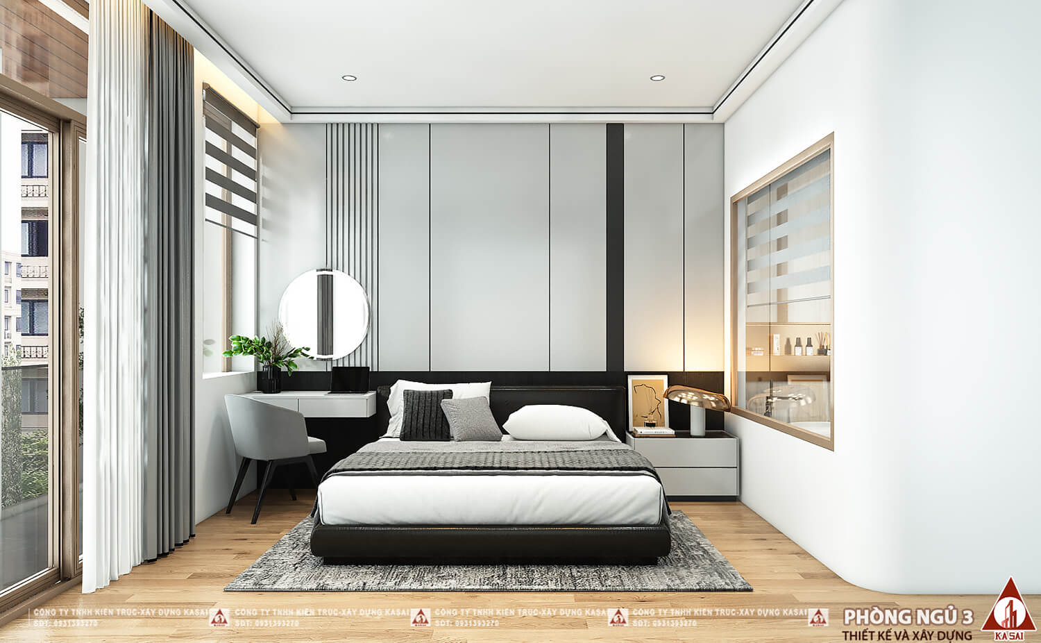 Phòng ngủ 3 mẫu nhà 5x21m