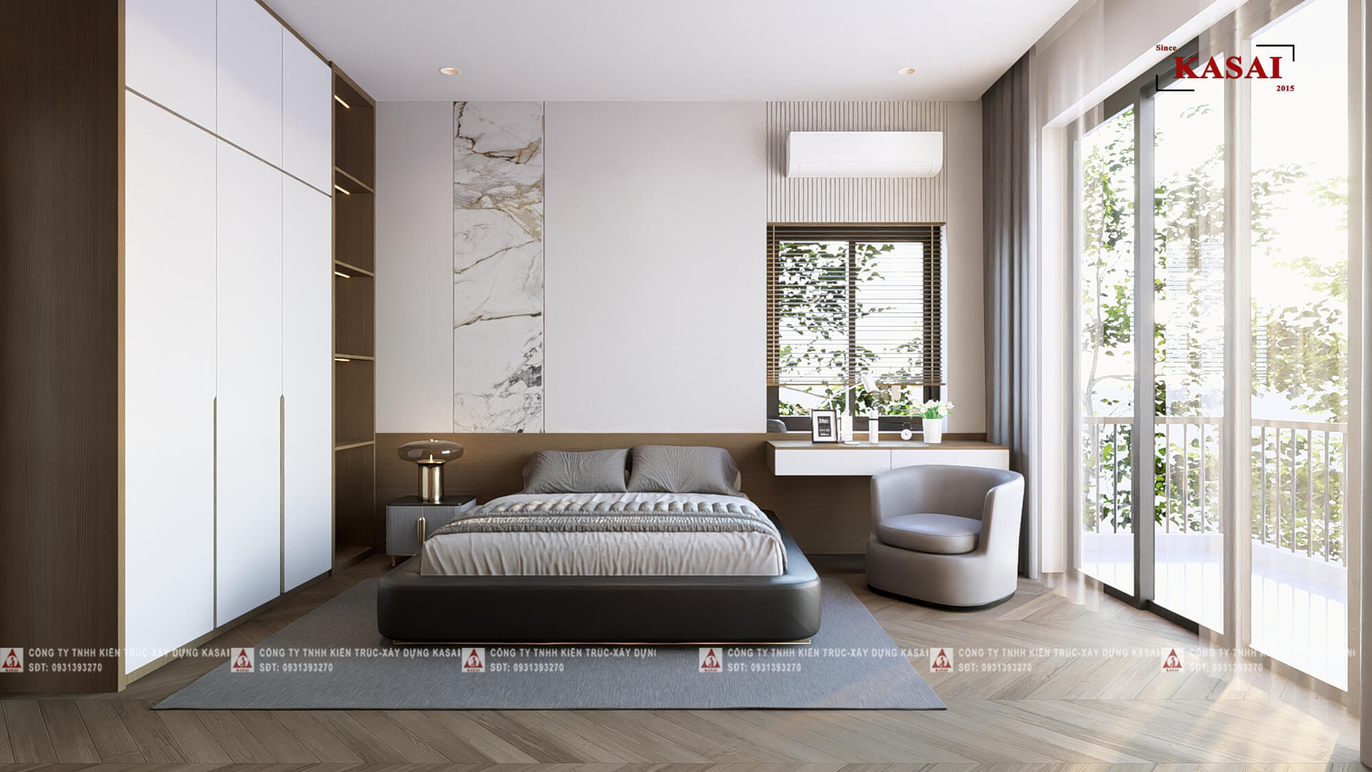 Phòng ngủ 3 nhà 2 tầng 3 phòng ngủ 6x15m