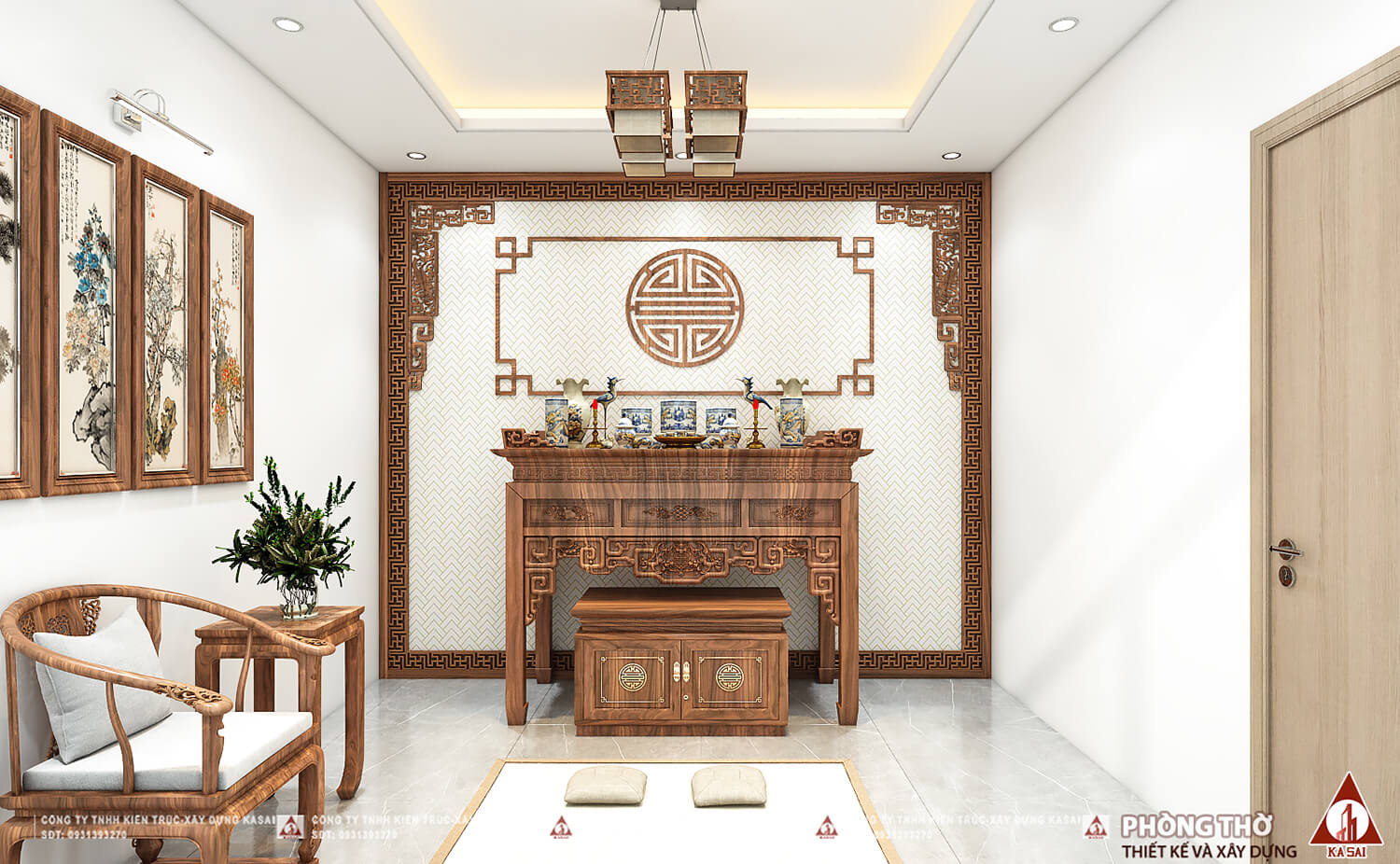 Phòng thờ mẫu nhà 5x21m
