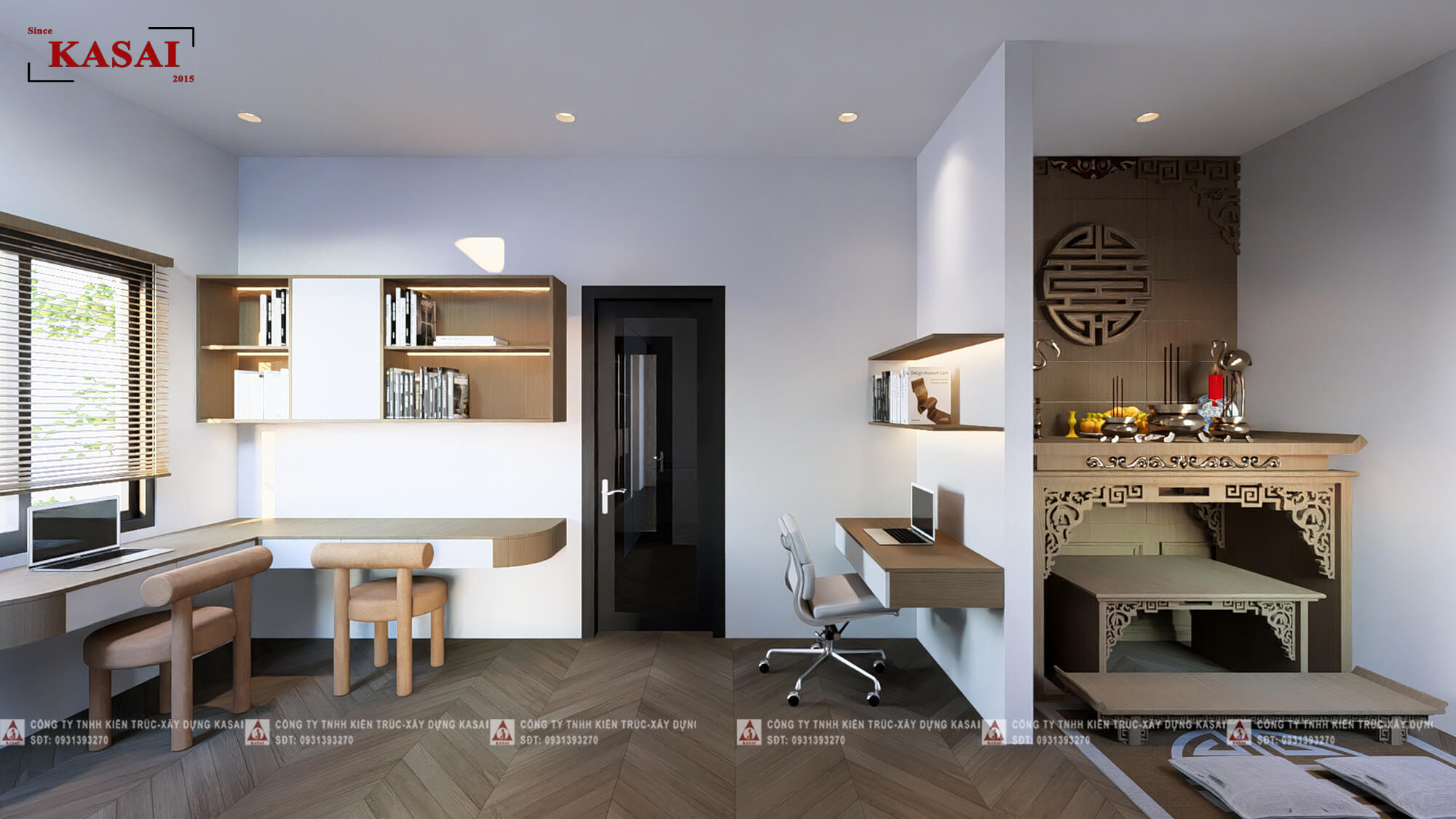 Phòng thờ nhà 2 tầng 3 phòng ngủ 6x15m
