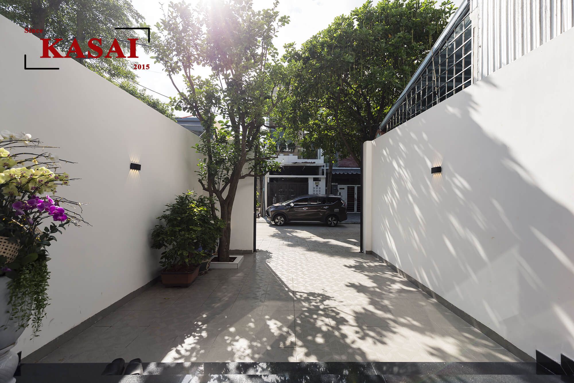 Sân trước nhà 3 tầng A's House Cẩm Lệ